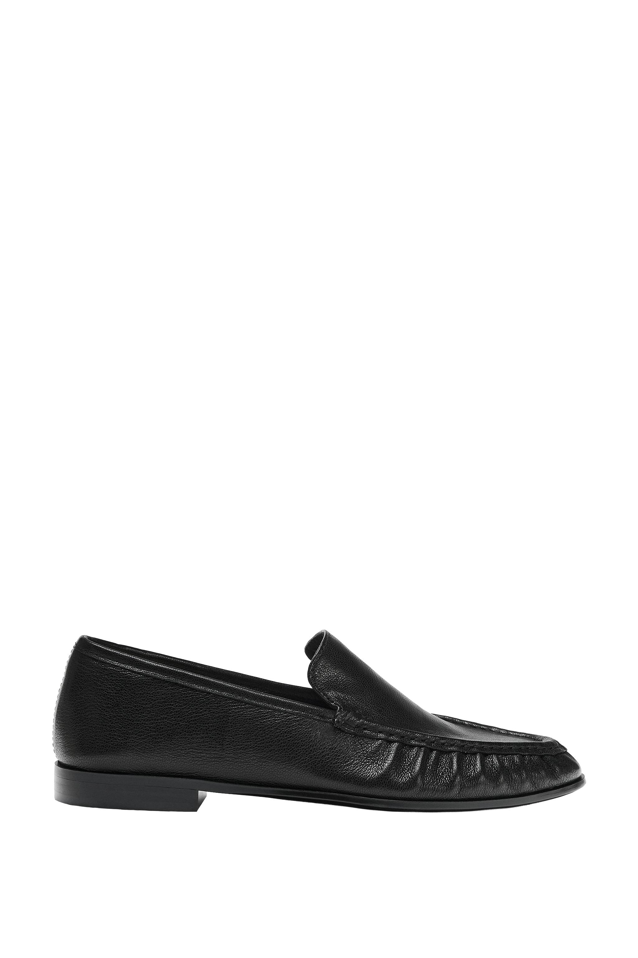 RUCHED LEATHER LOAFERS — ZARA