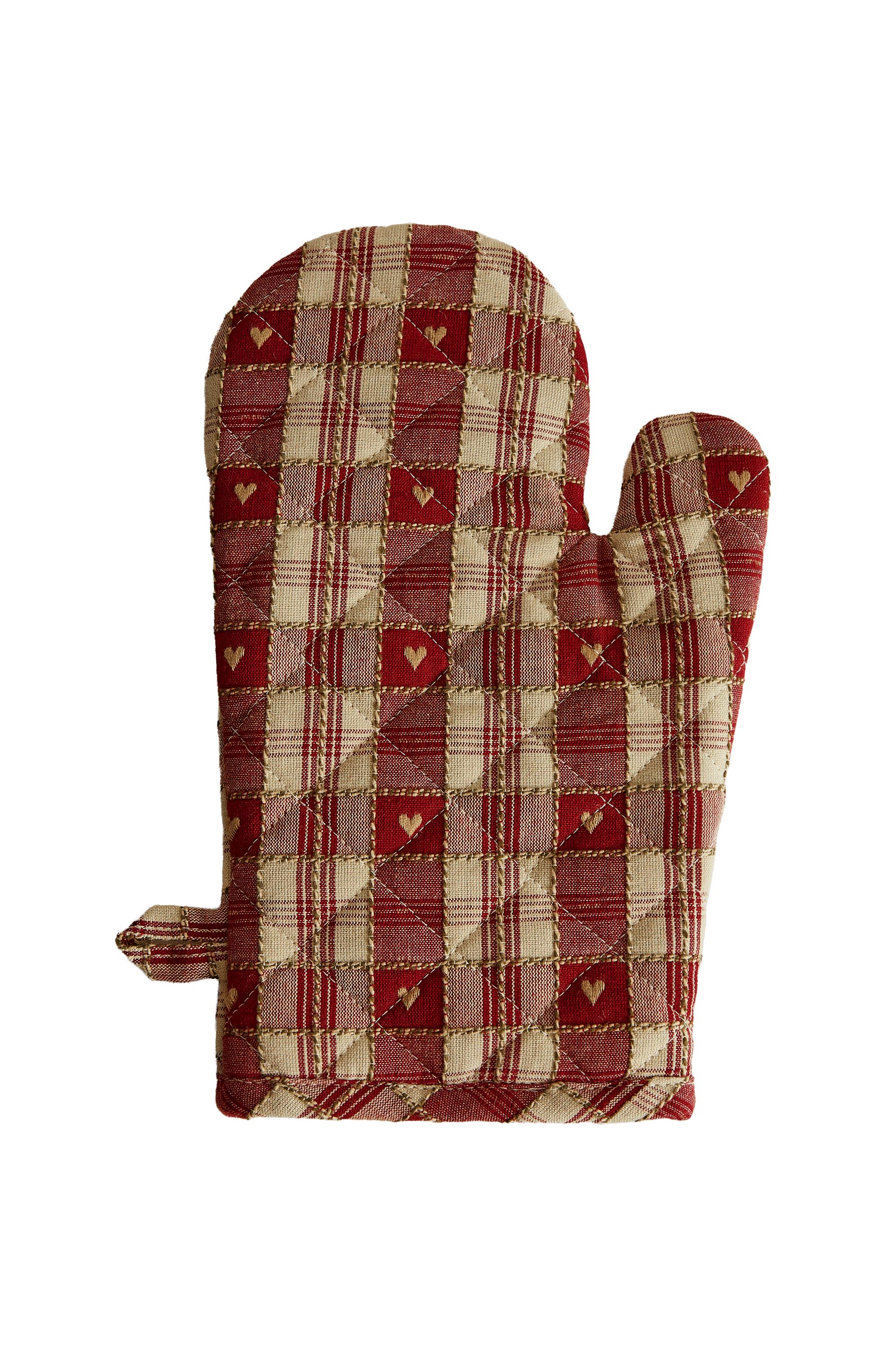 CHRISTMAS HEART AND CHECK COTTON KITCHEN OVEN GLOVE — Zara Home