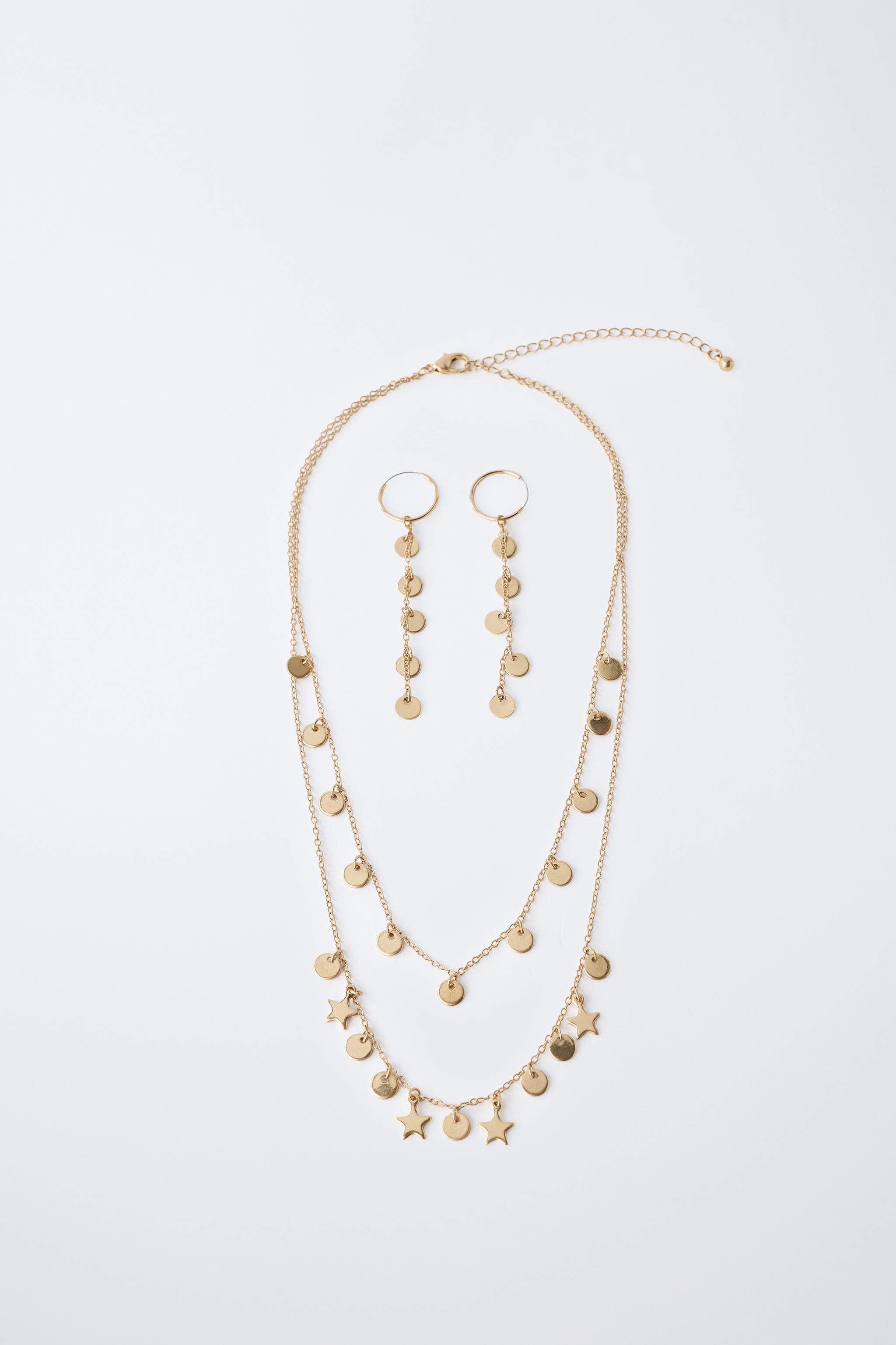 НАБОР ИЗ КОЛЬЕ И СЕРЕГ С ДЕКОРОМ — ZARA