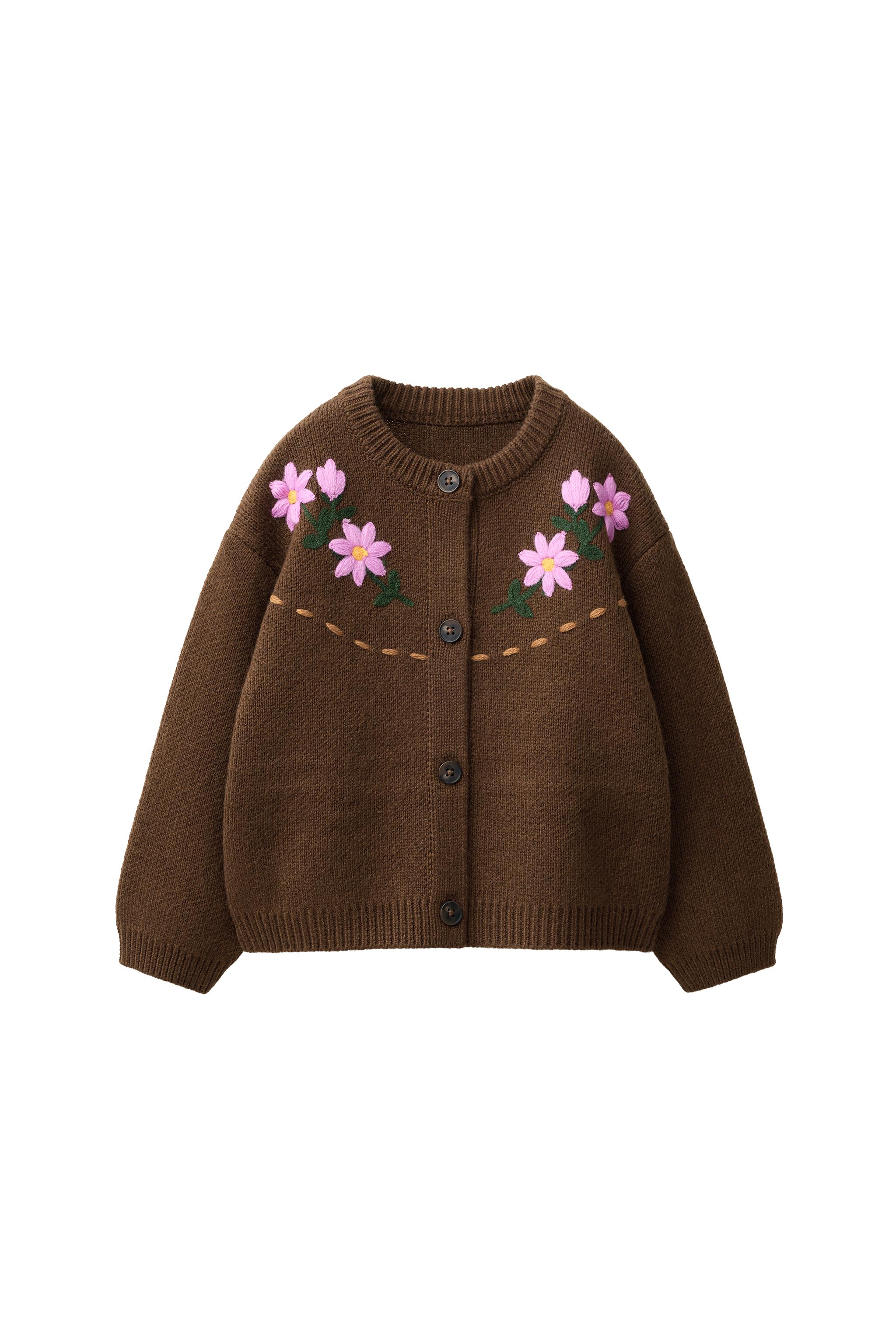 КАРДИГАН С ВЫШИТЫМИ ЦВЕТАМИ И ШЕРСТЬЮ — ZARA