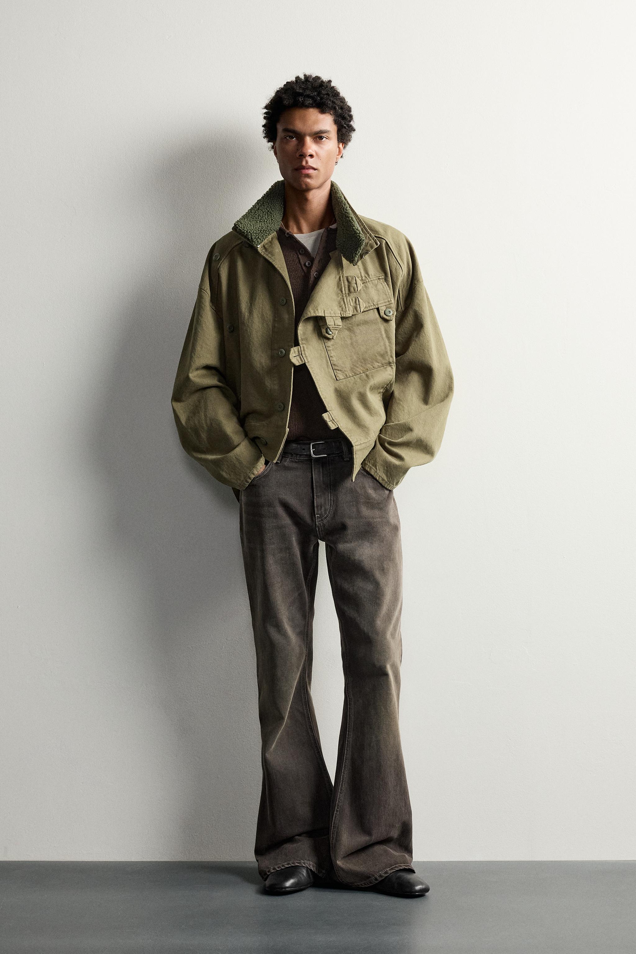 КУРТКА BOXY FIT С КОМБИНИРОВАННЫМ ВОРОТНИКОМ — ZARA