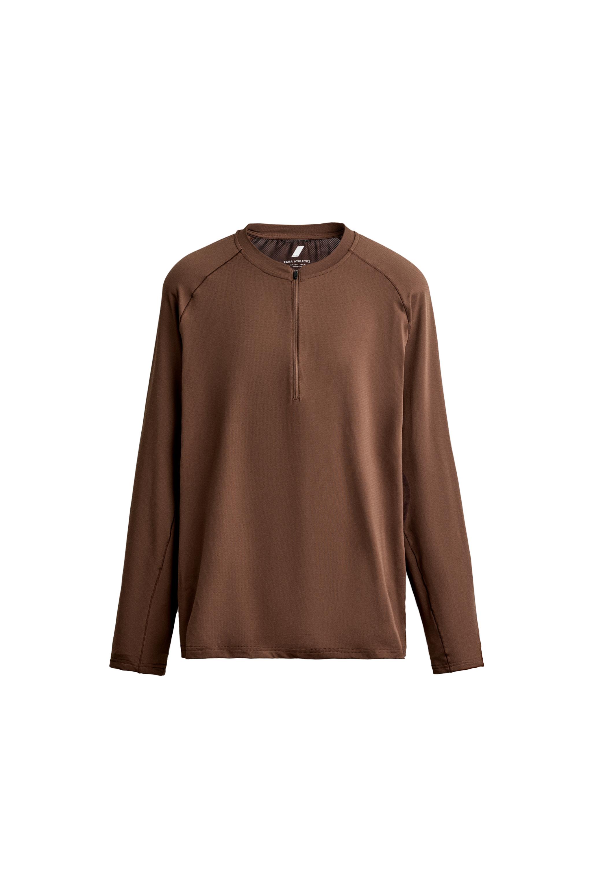 Футболка в стиле колор-блок с четвертной молнией — ZARA