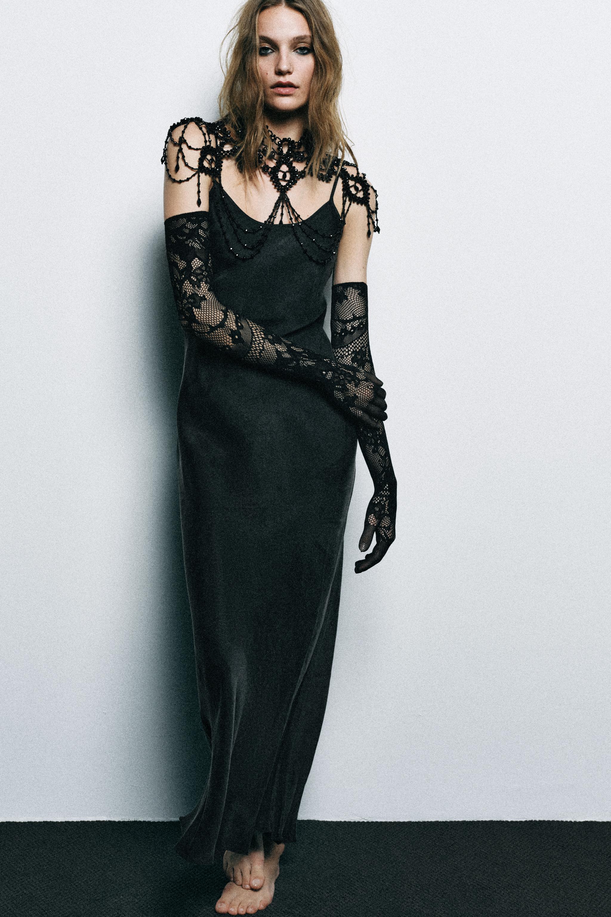 ДЛИННОЕ ПЛАТЬЕ НА БРЕТЕЛЯХ — ZARA