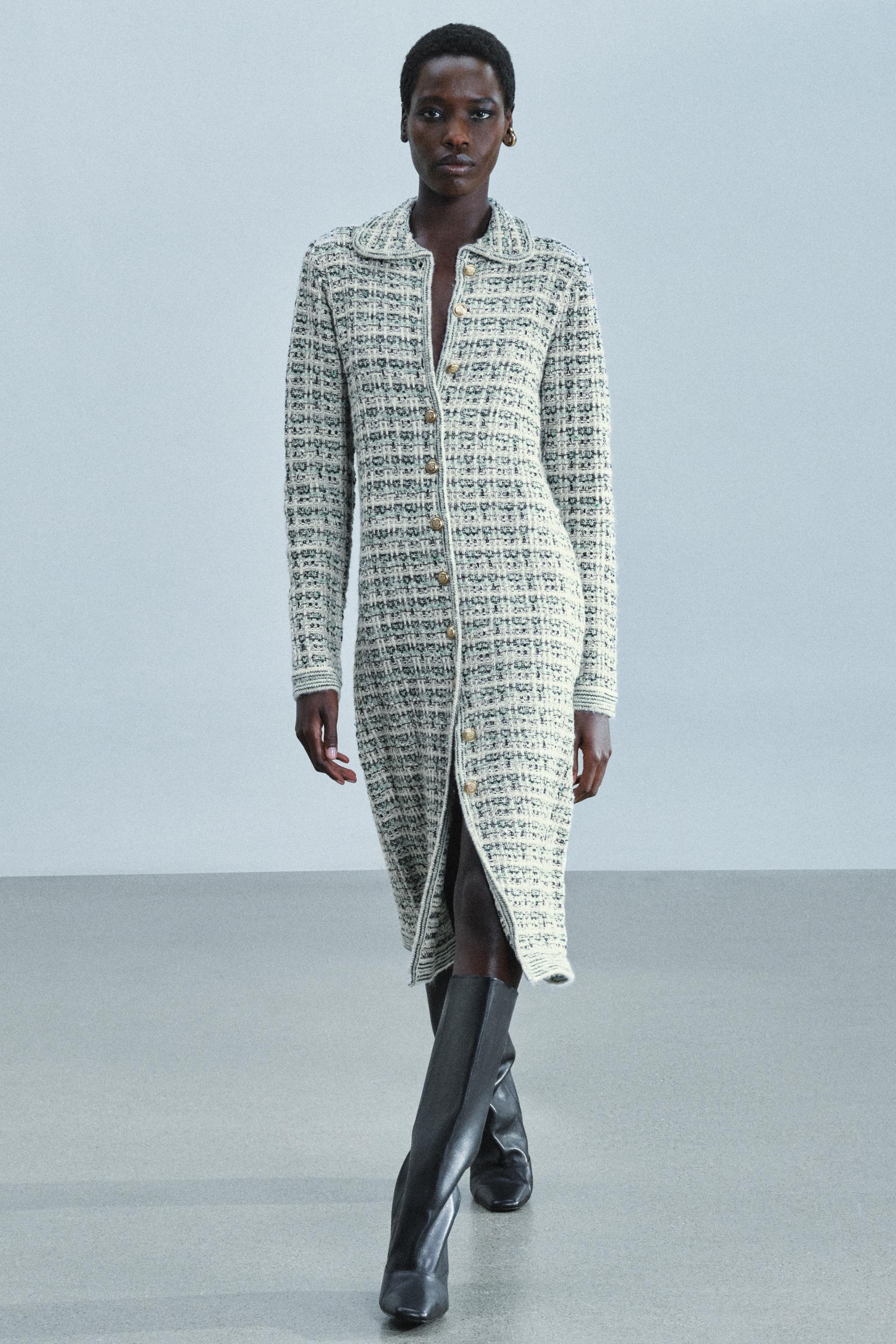 Фактурное длинное пальто с металлизированной нитью — ZARA