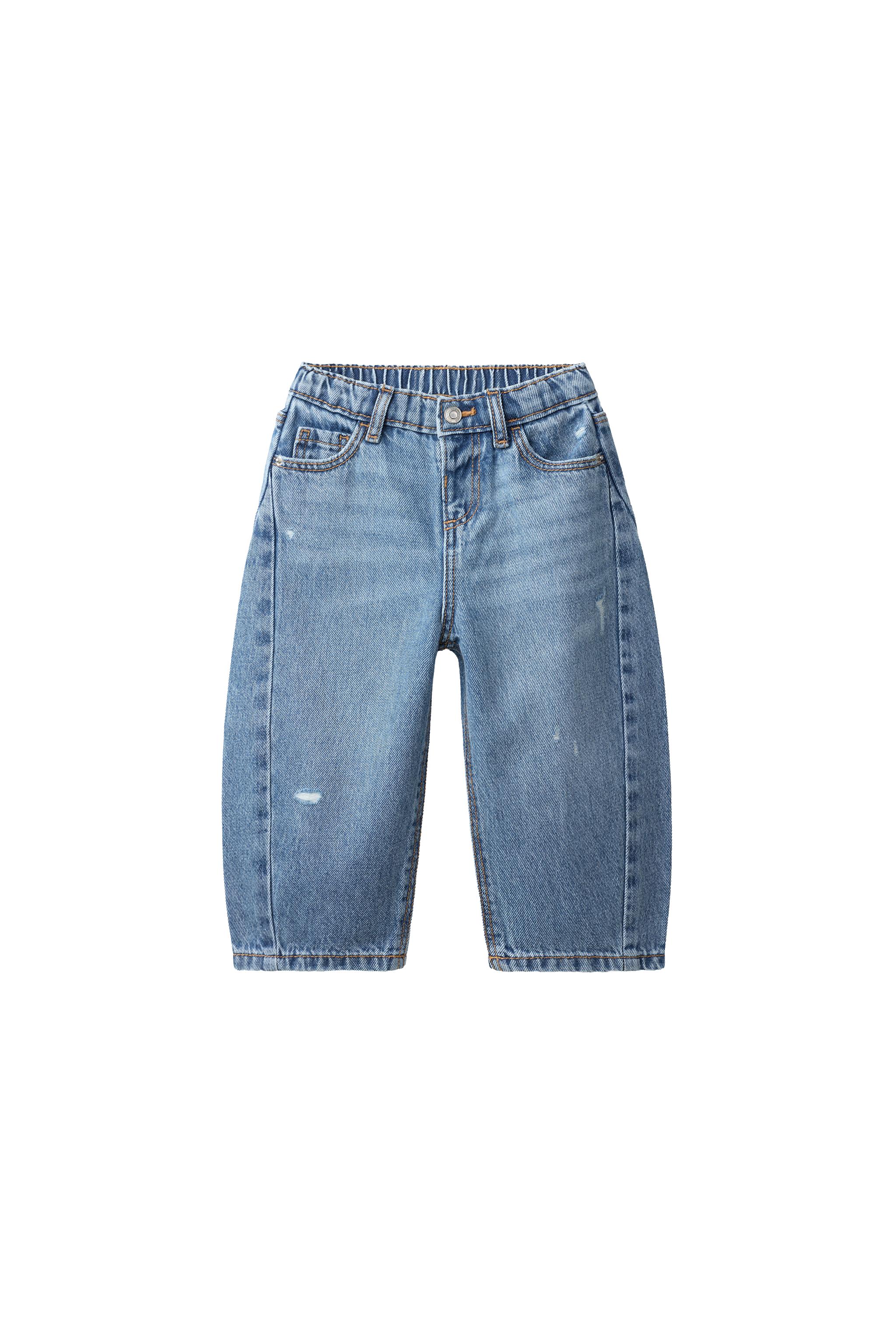 Джинсы силуэта "бочонок" с потёртостями — ZARA