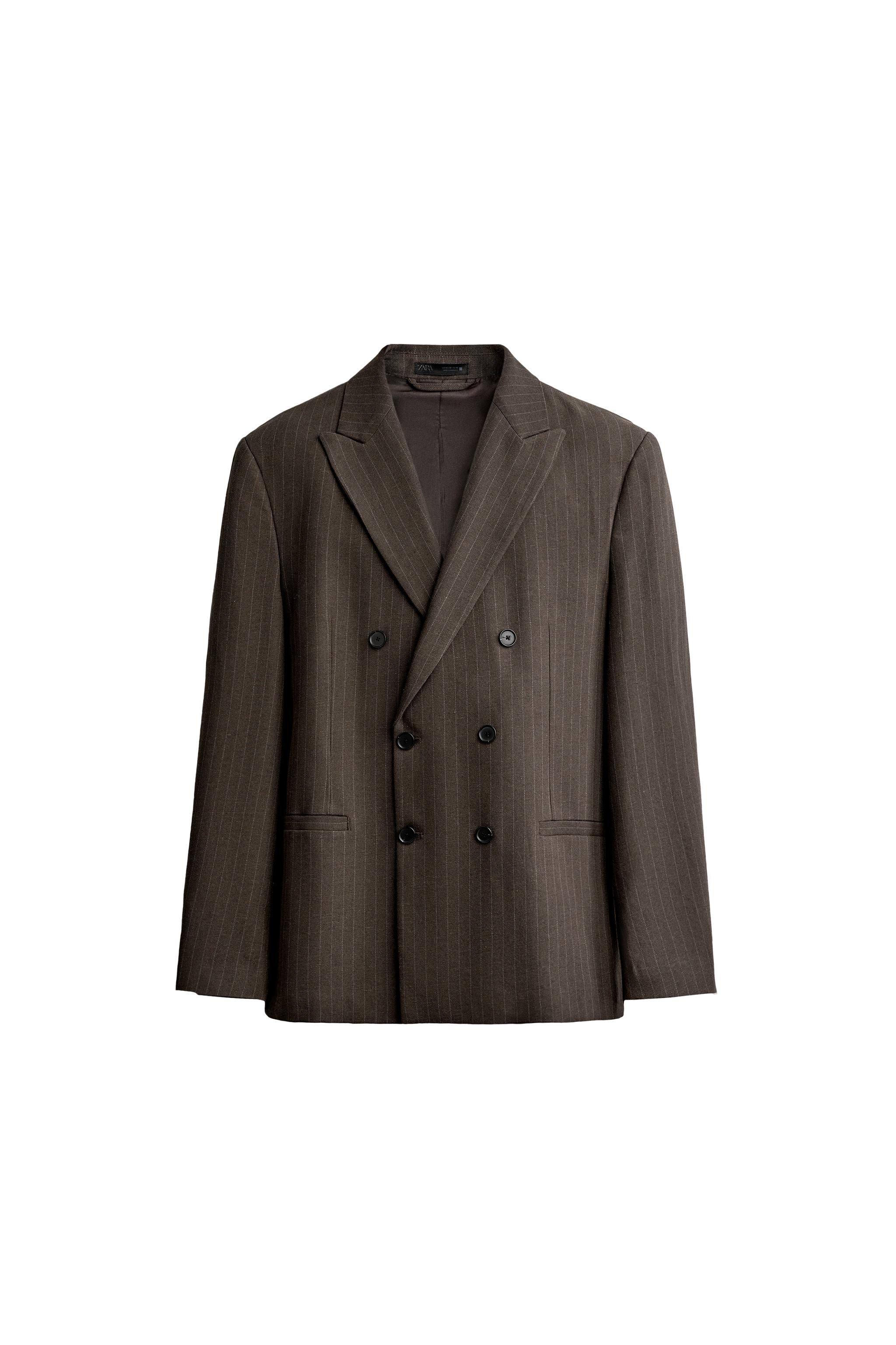 DOUBLE-BREASTED PINSTRIPE SUIT BLAZER — ZARA