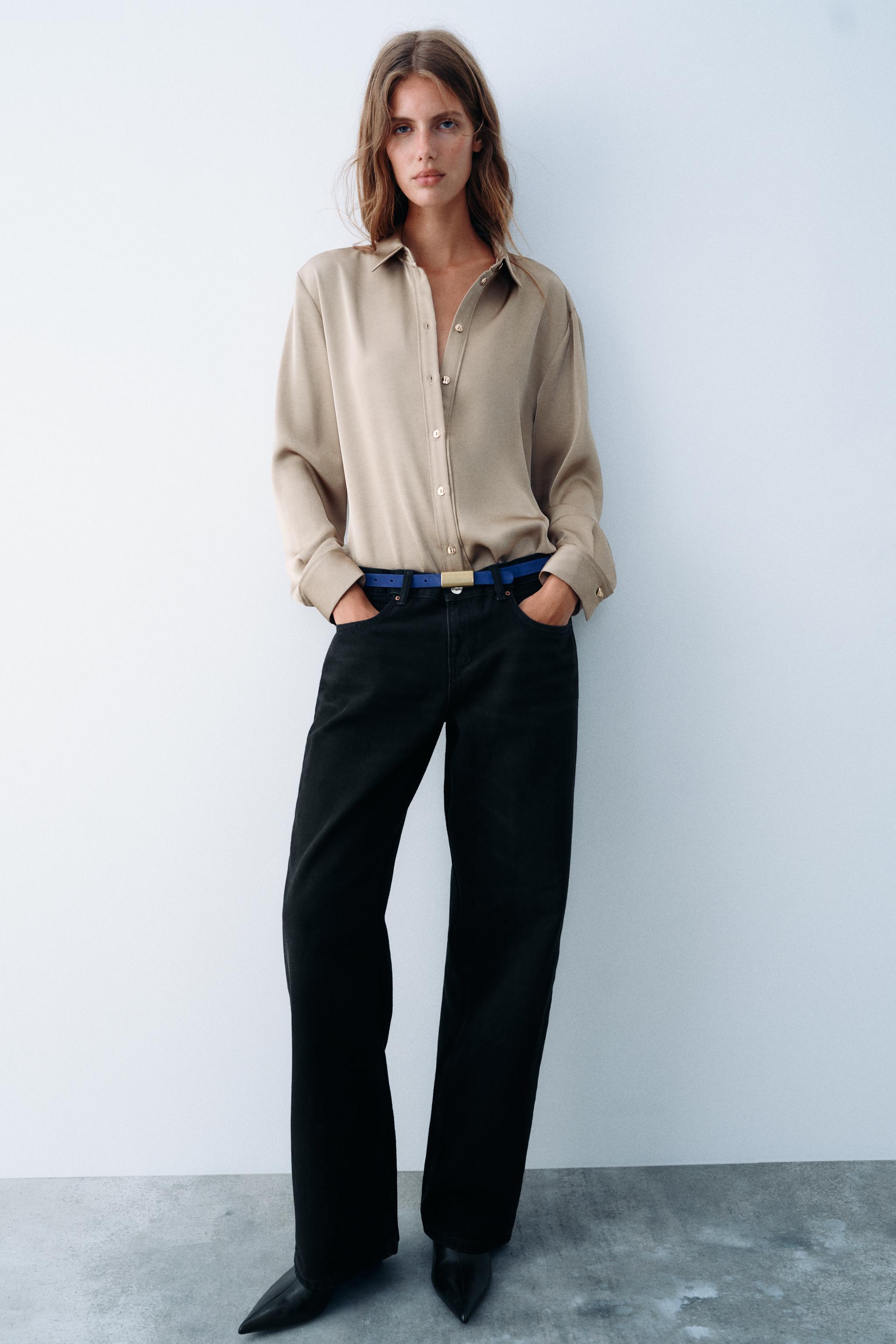 Сатиновая рубашка с золотистыми пуговицами — ZARA