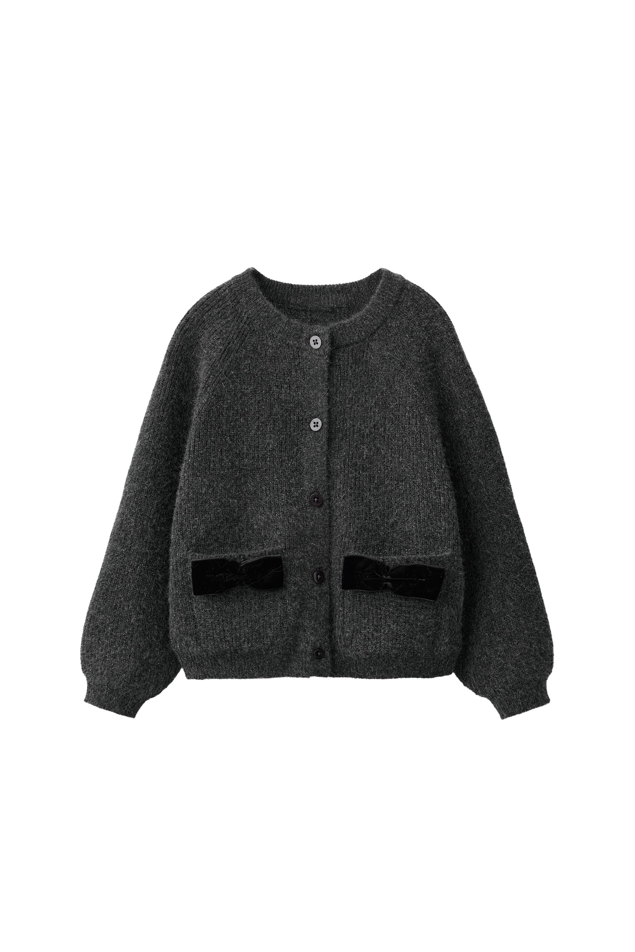 КАРДИГАН С БАРХАТНЫМИ БАНТАМИ — ZARA