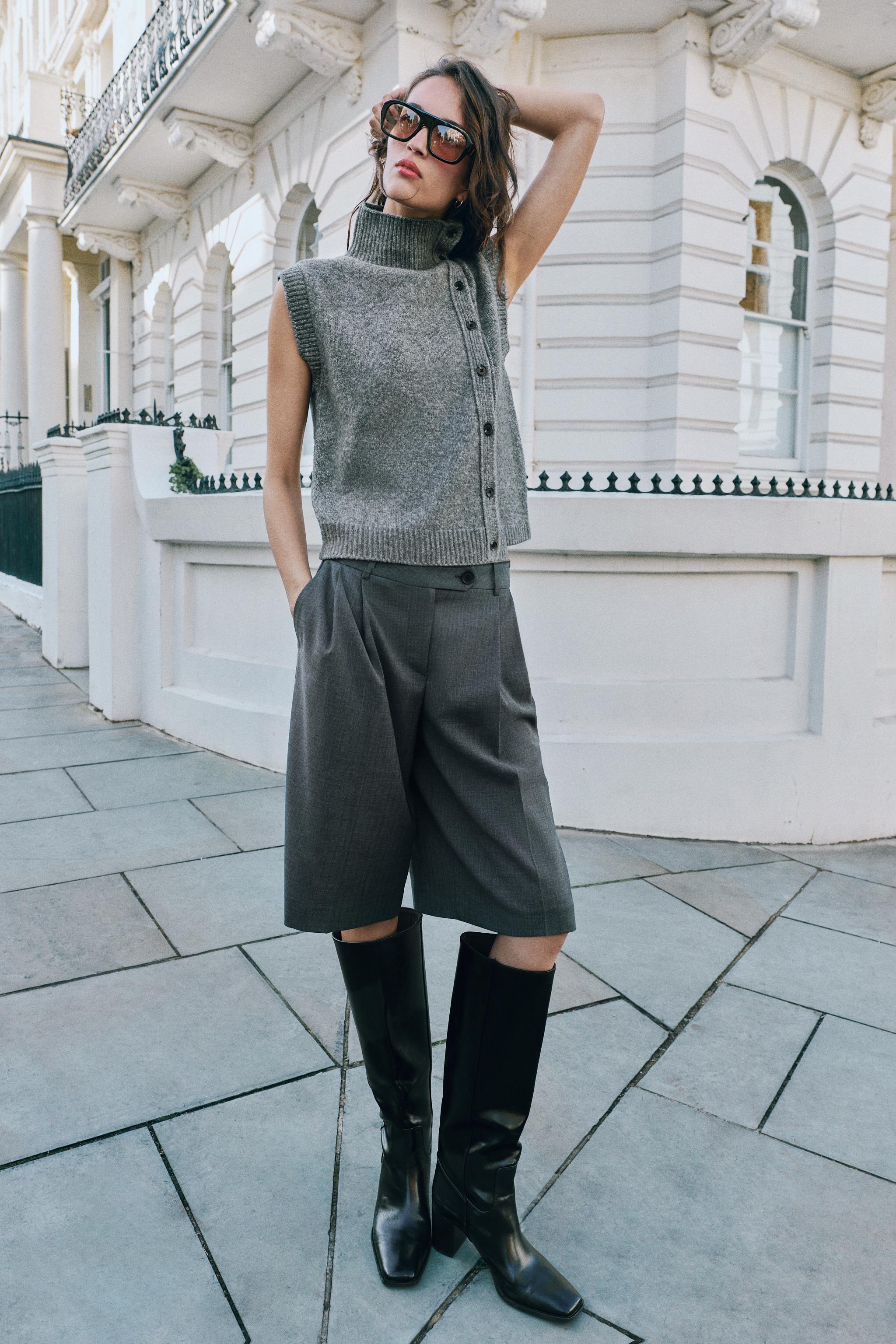 ТРИКОТАЖНЫЙ ЖИЛЕТ С ВОРОТНИКОМ-СТОЙКОЙ — ZARA