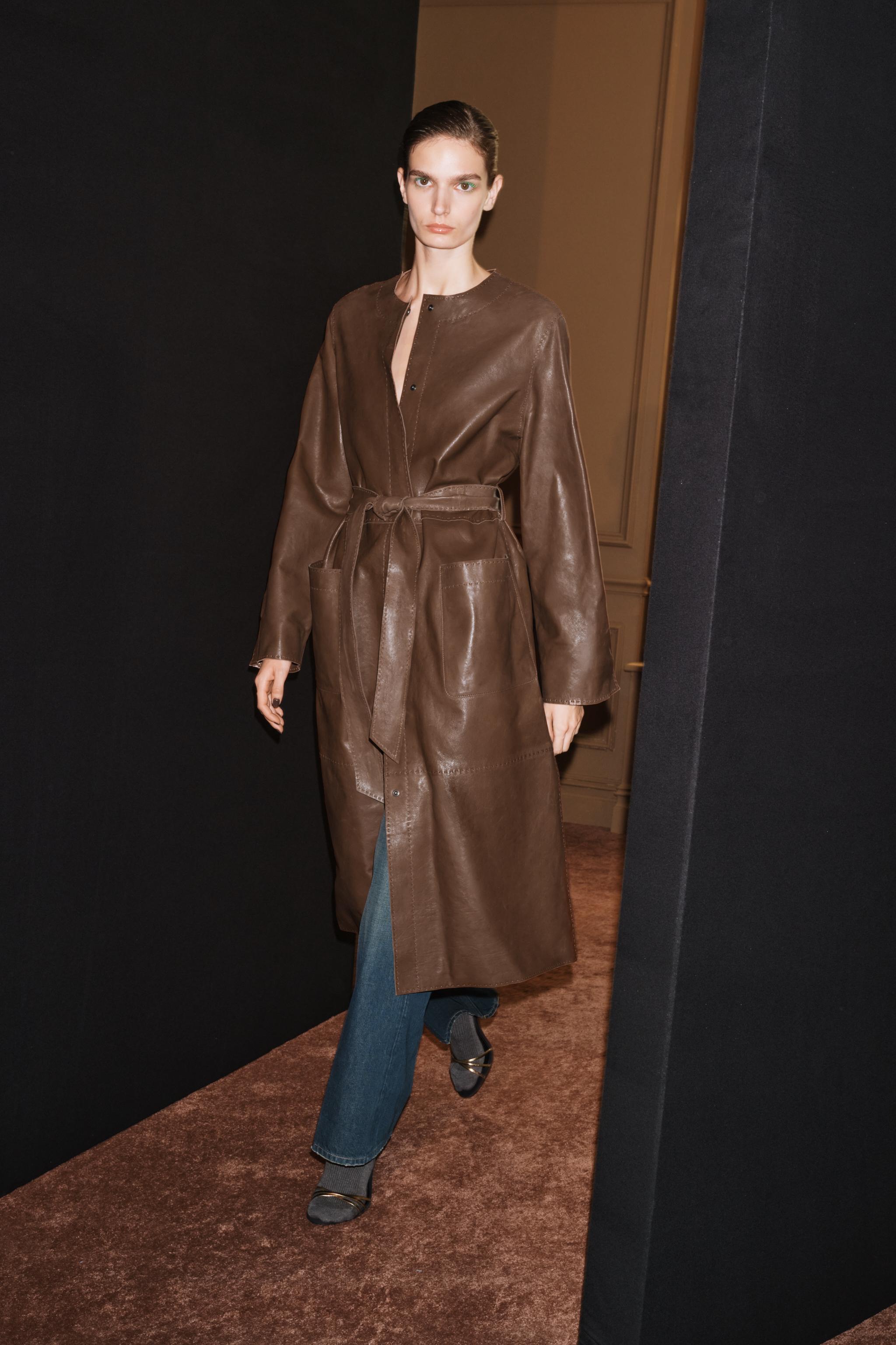 ПАЛЬТО МИДИ С ПОЯСОМ ИЗ 100% КОЖИ — ZW COLLECTION — ZARA