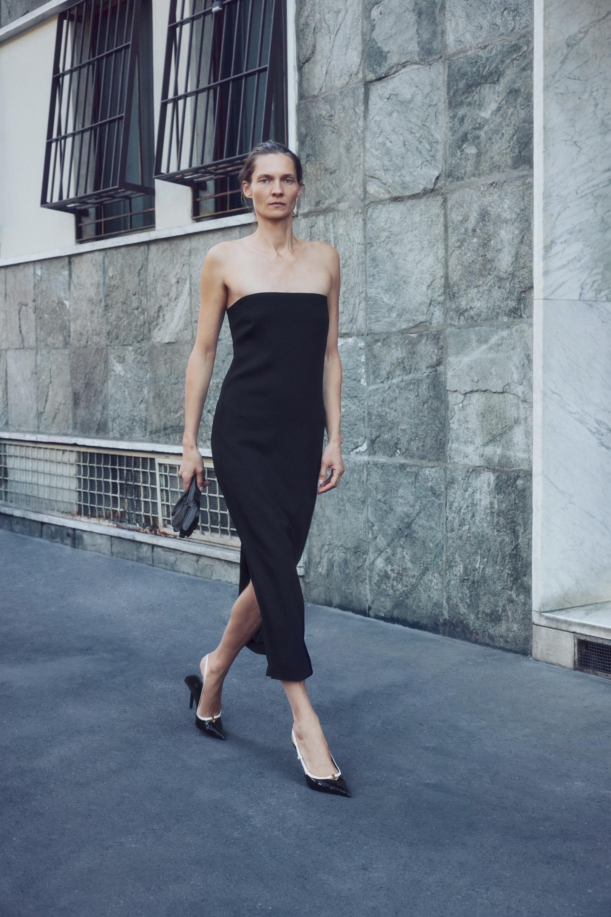 Платье в пол с прямым вырезом — ZARA