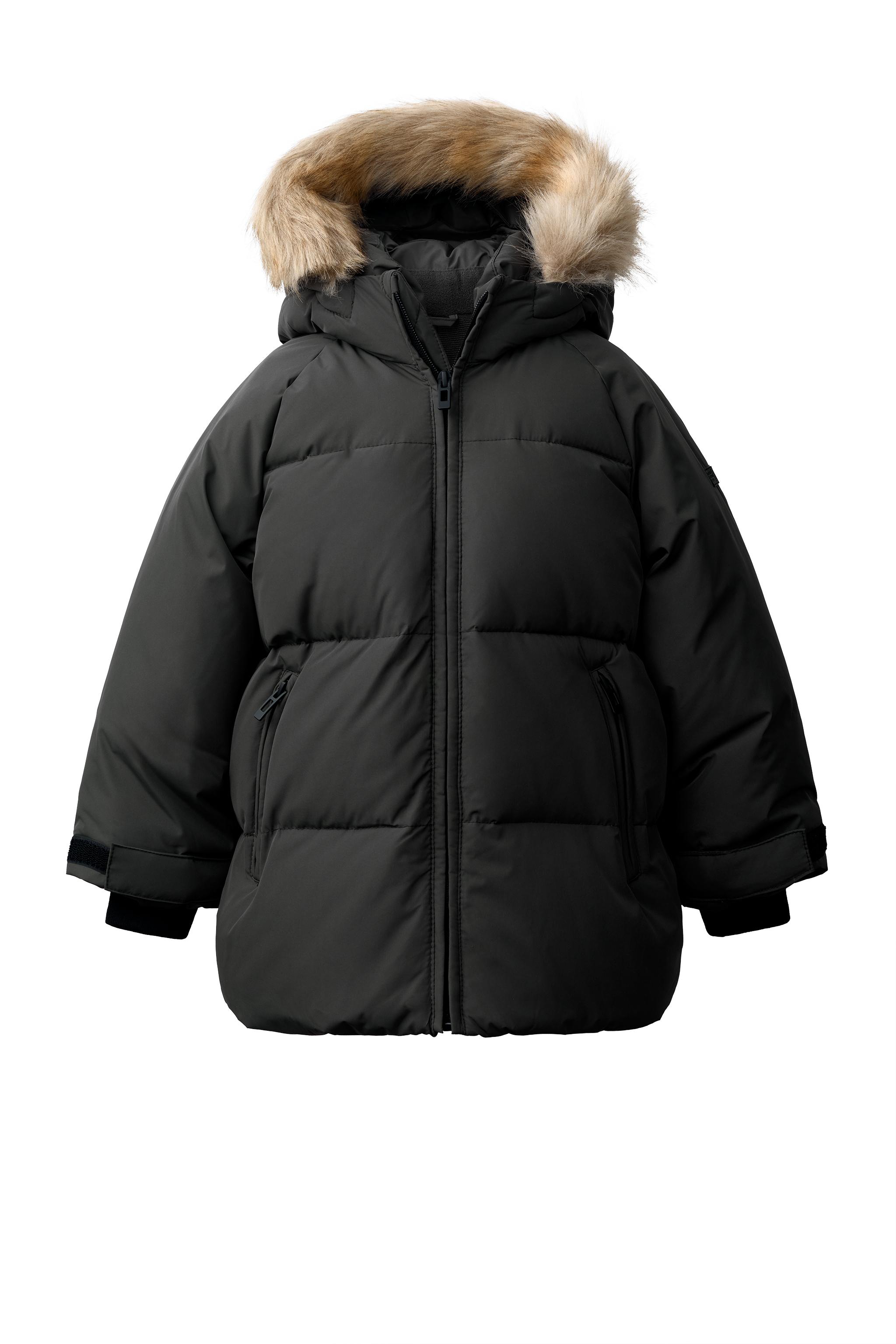 50% FEATHER AND 50% DOWN WATER-REPELLENT AND WINDPROOF DOWN JACKET WITH HOODIE AND FAUX FUR — ZARA
