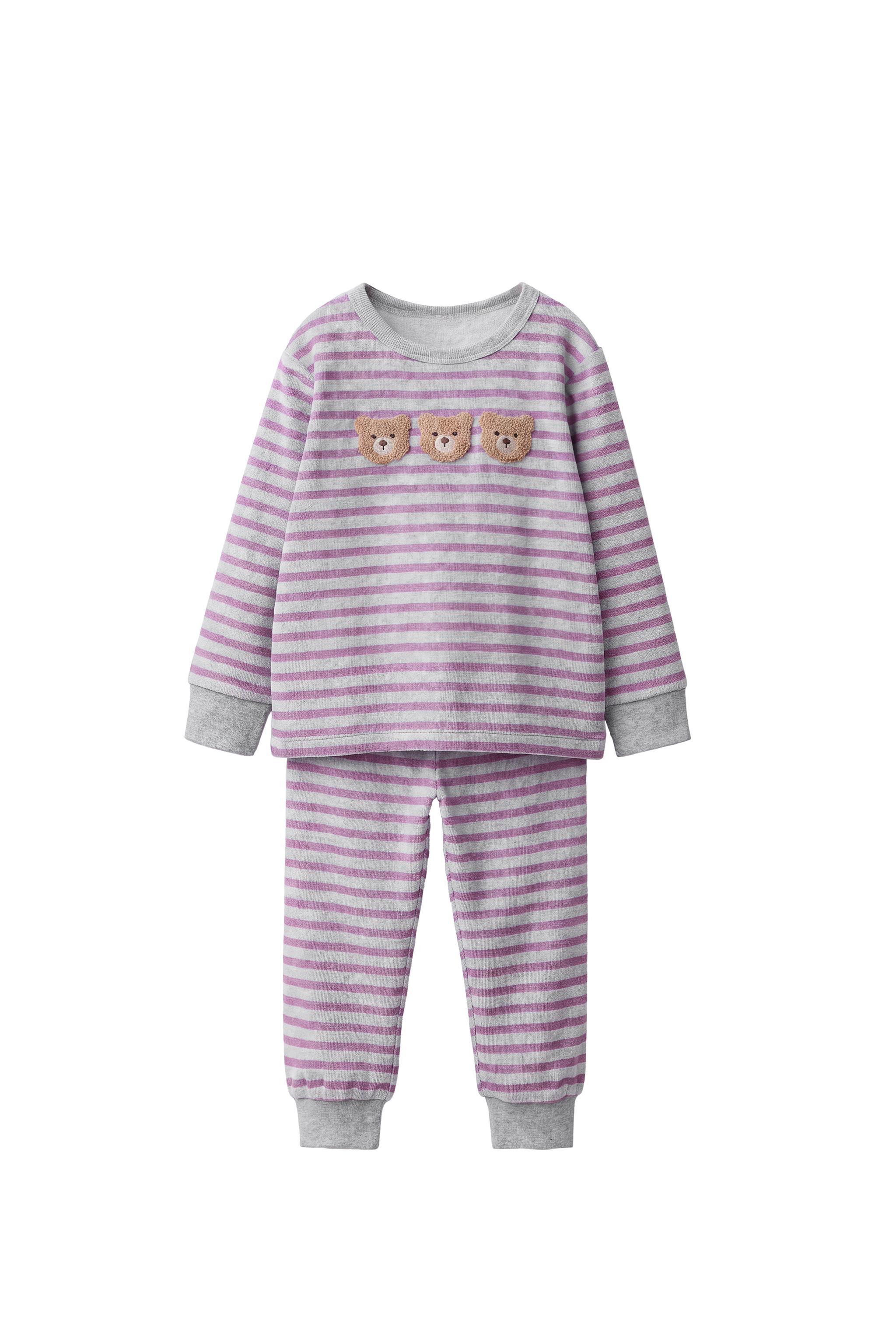 Пижама в полоску с медведем из велюра на 1,5-6 лет — ZARA