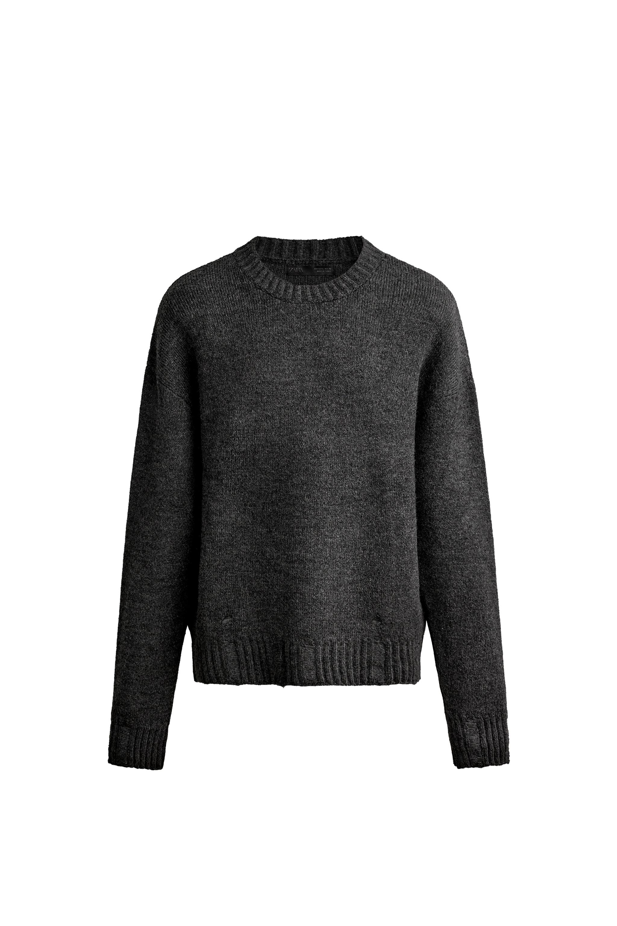 СВИТЕР СВОБОДНОГО КРОЯ С ЭФФЕКТОМ ДЫР — ZARA