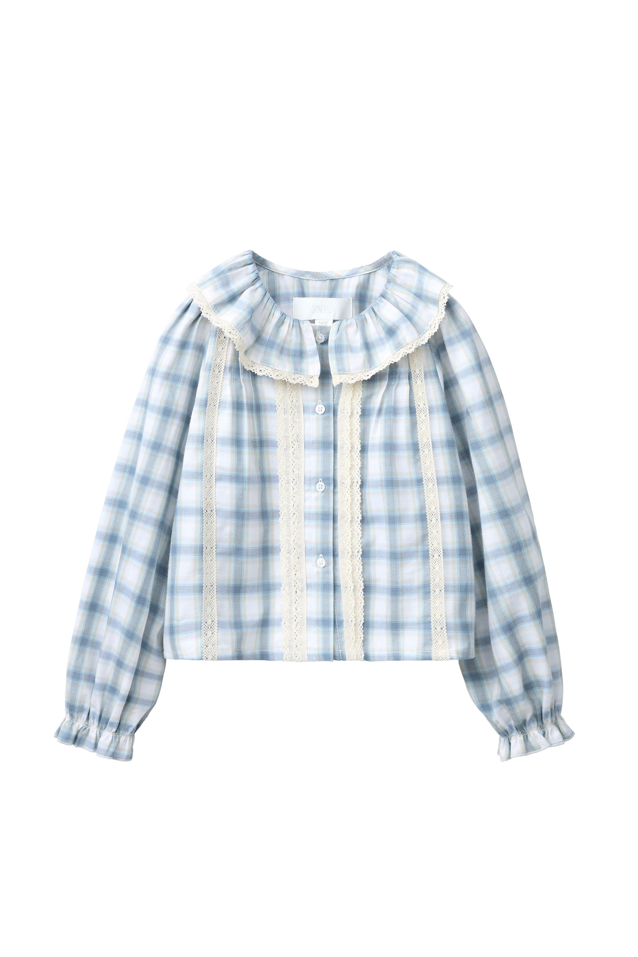 Рубашка в клетку с кружевной отделкой — ZARA
