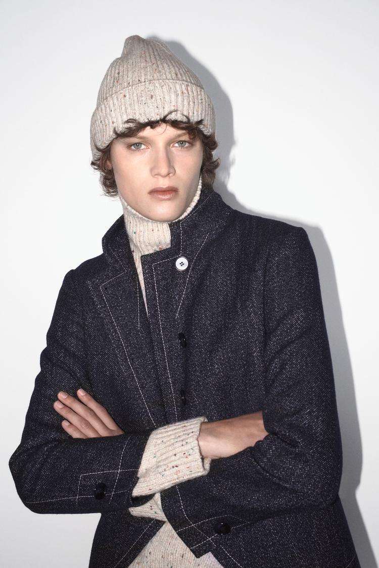 ZW COLLECTION DENIM EFFECT BLAZER WITH CONTRAST SEAMS