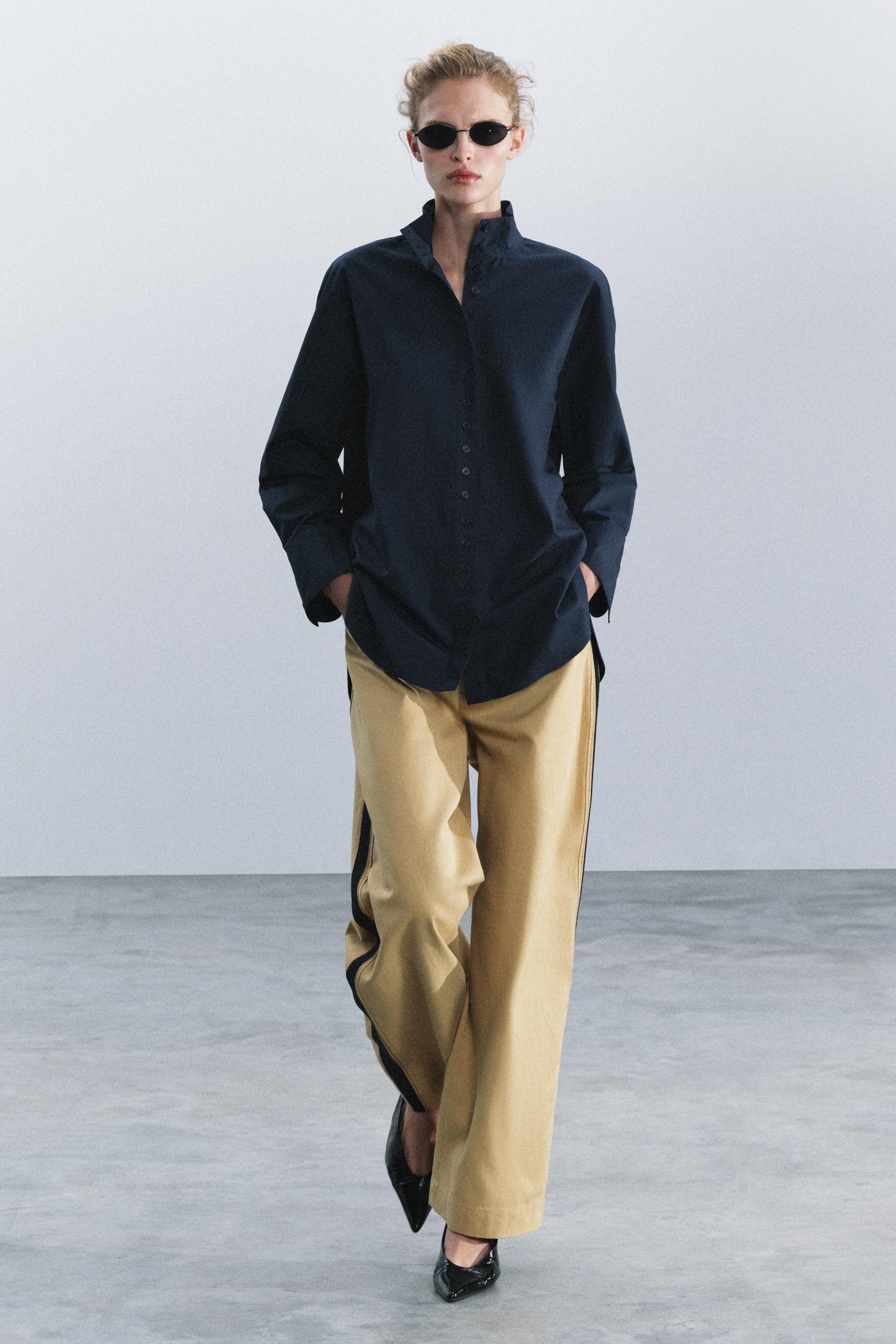 Рубашка ZW COLLECTION с высоким воротником — ZARA