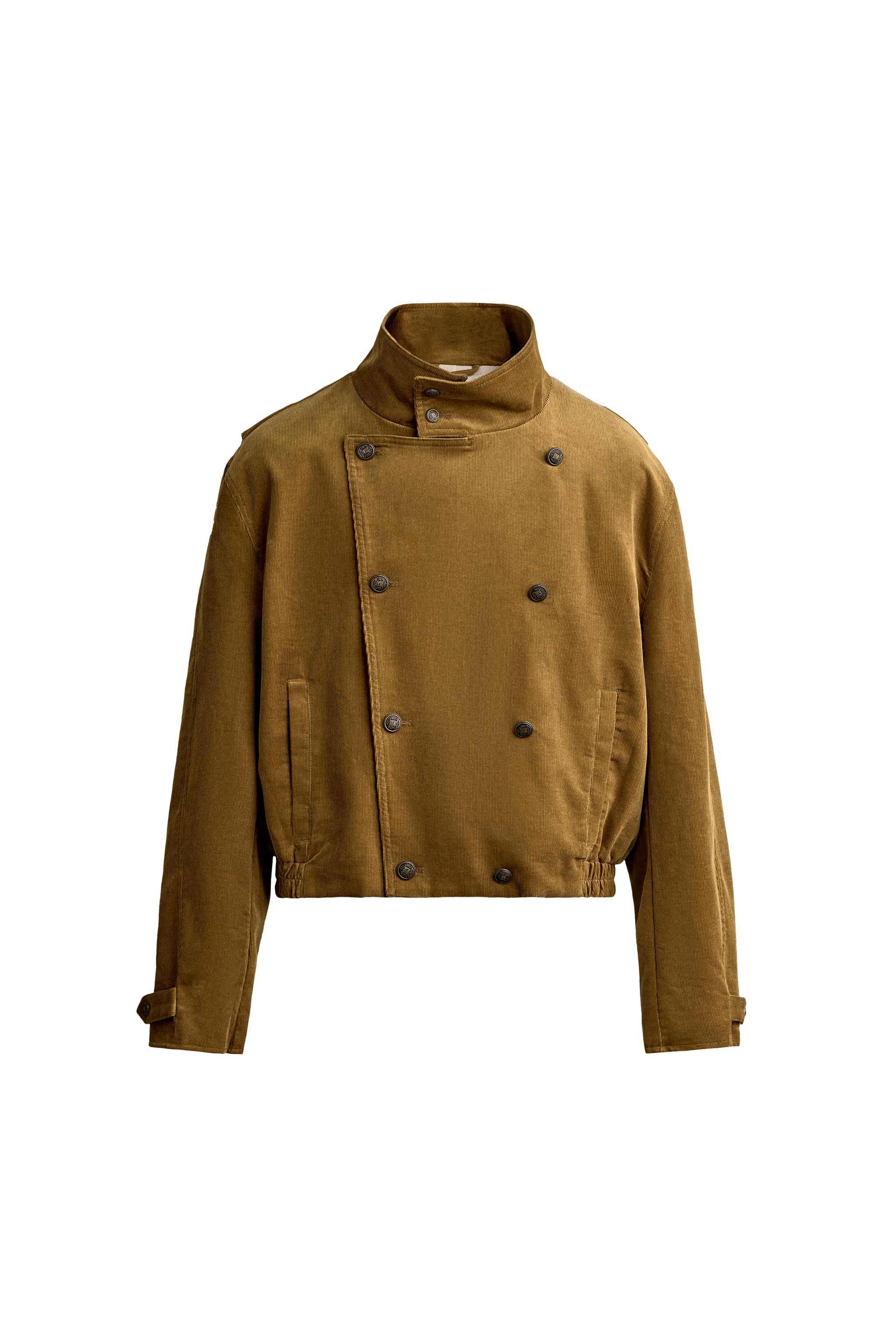 Укороченная куртка из вельвета с двубортной застёжкой — ZARA