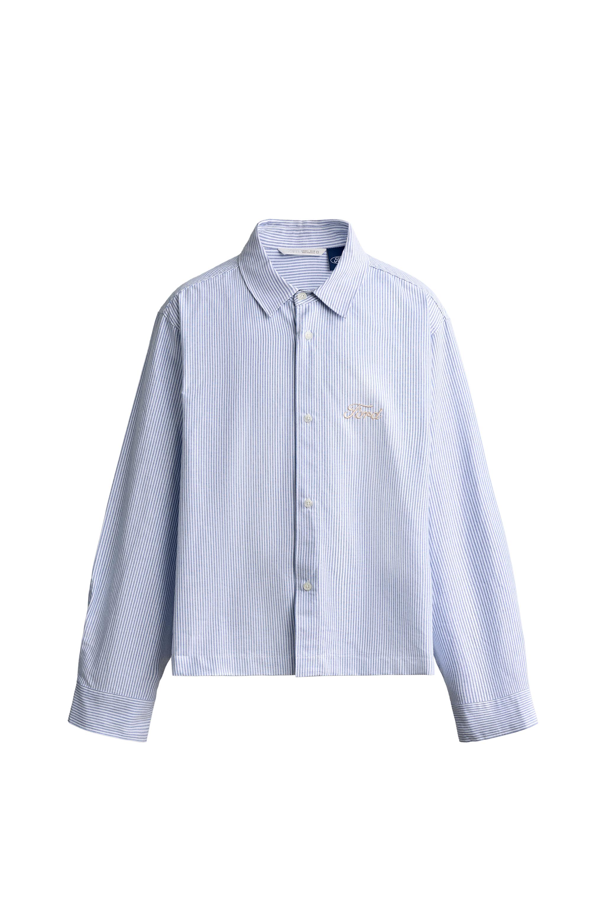 FORD EMBROIDERED CROPPED FIT SHIRT — ZARA