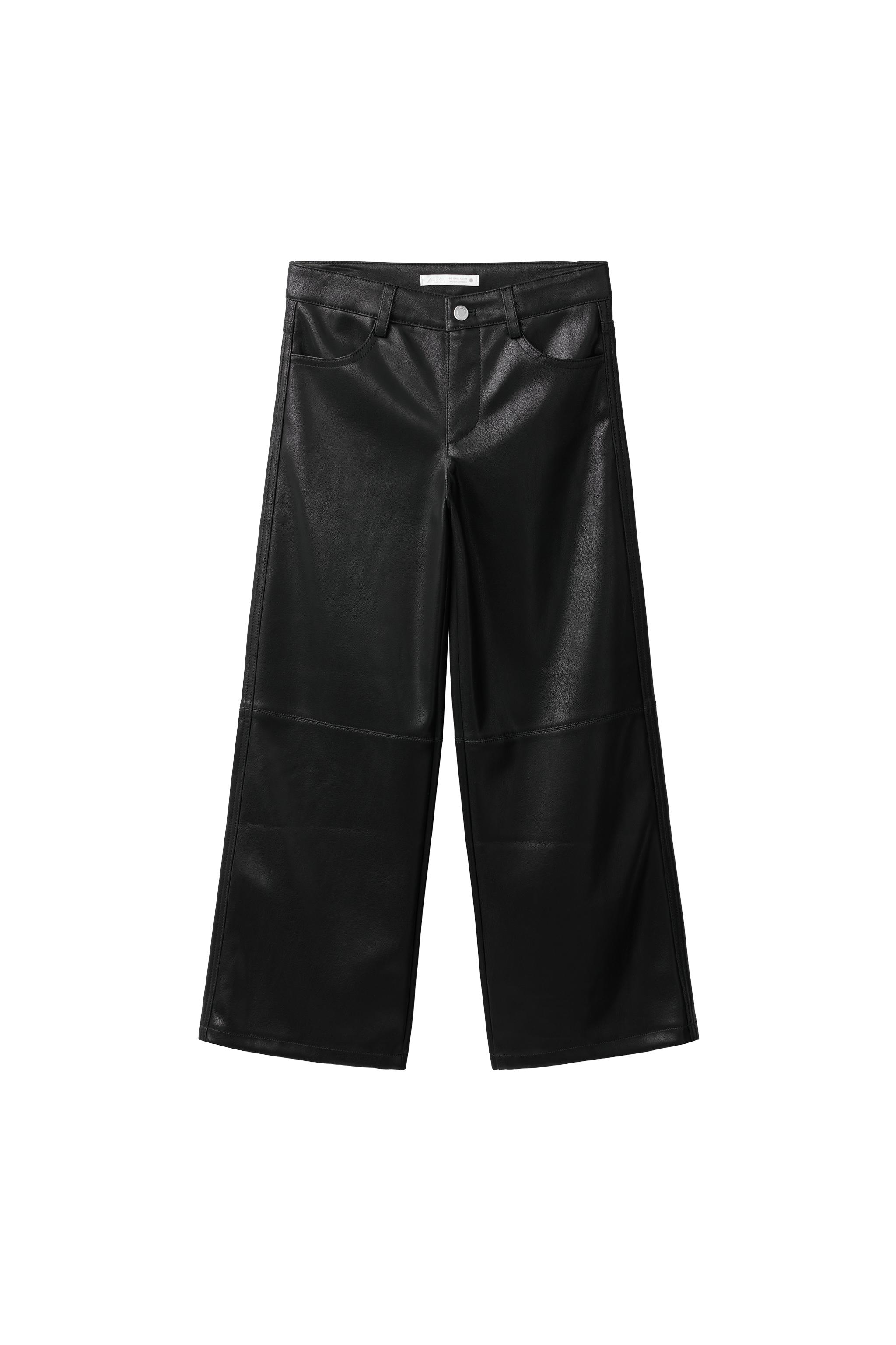 Брюки с широкими штанинами с эффектом кожи — ZARA