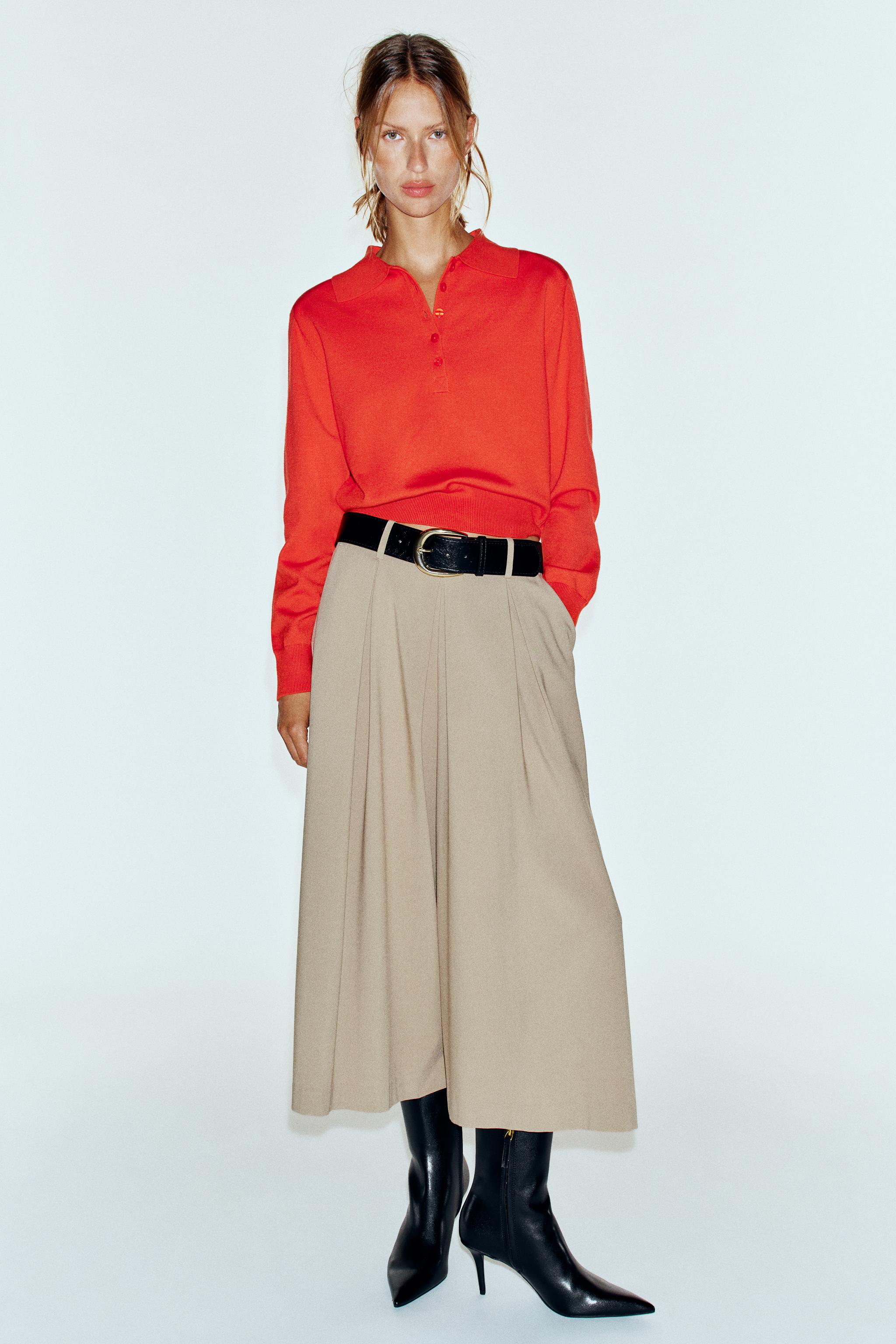 PLEATED CULOTTES WITH BELT — ZARA