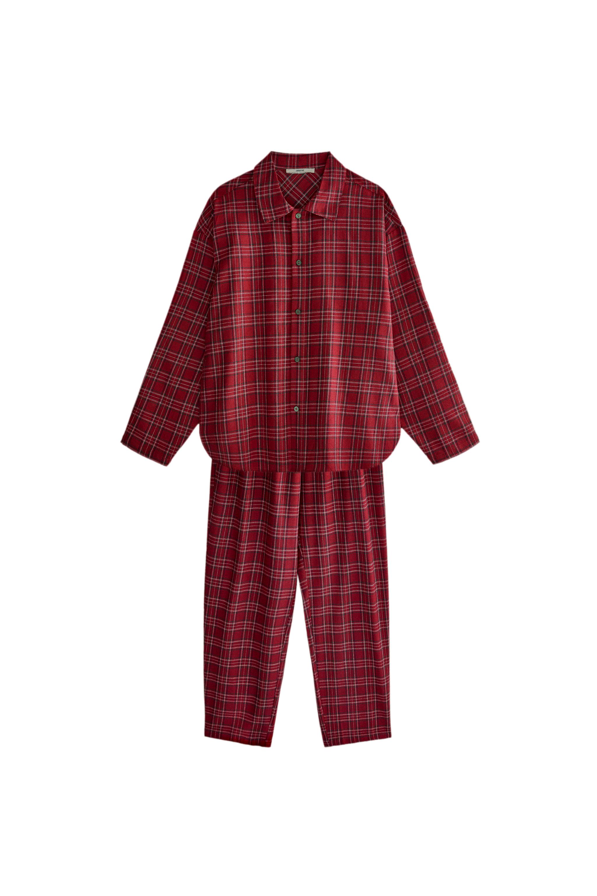 MEN'S CHRISTMAS CHECK FLANNEL SET OF PYJAMAS (SET OF 2) — ZARA