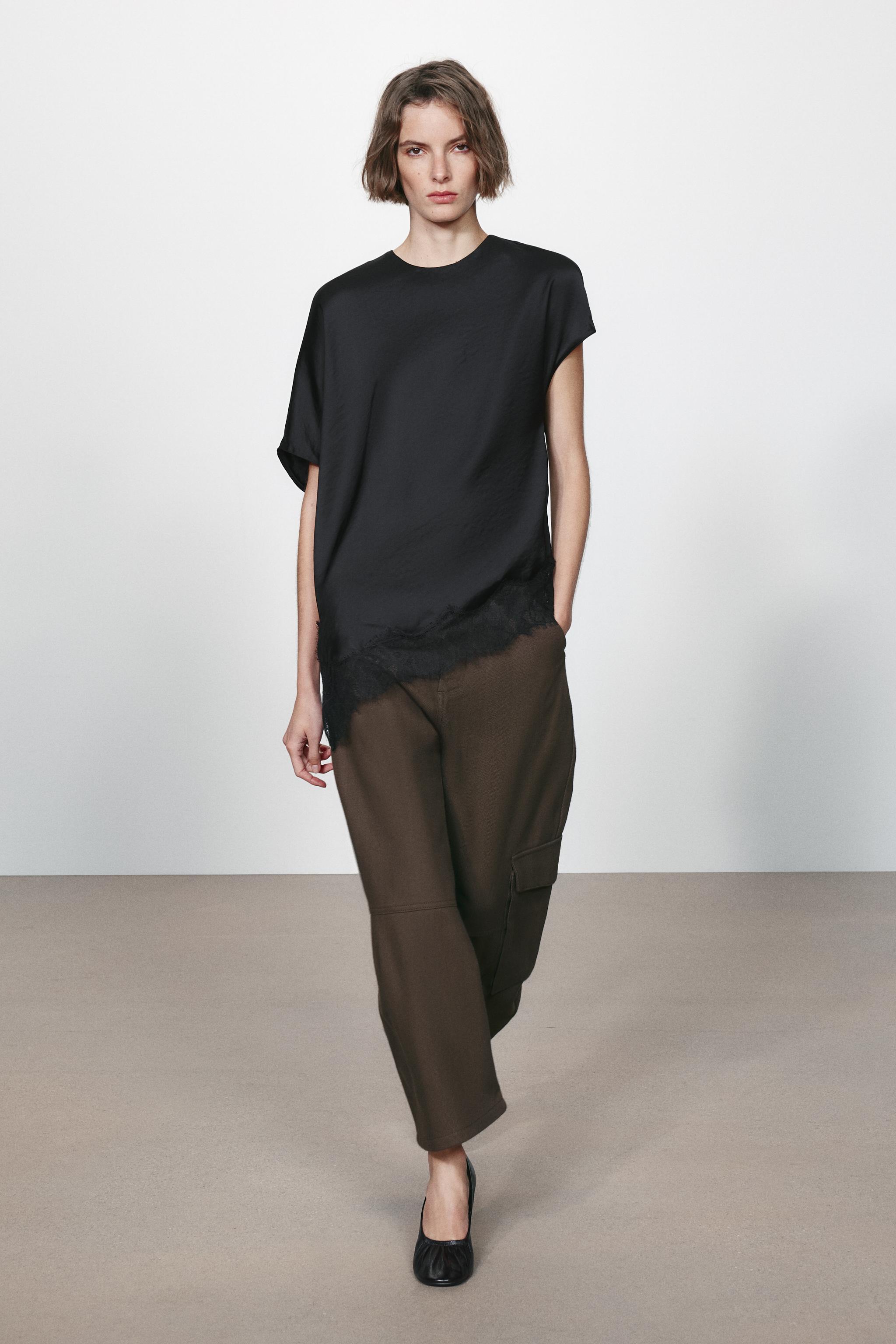 Топ ZW COLLECTION с кружевной отделкой — ZARA