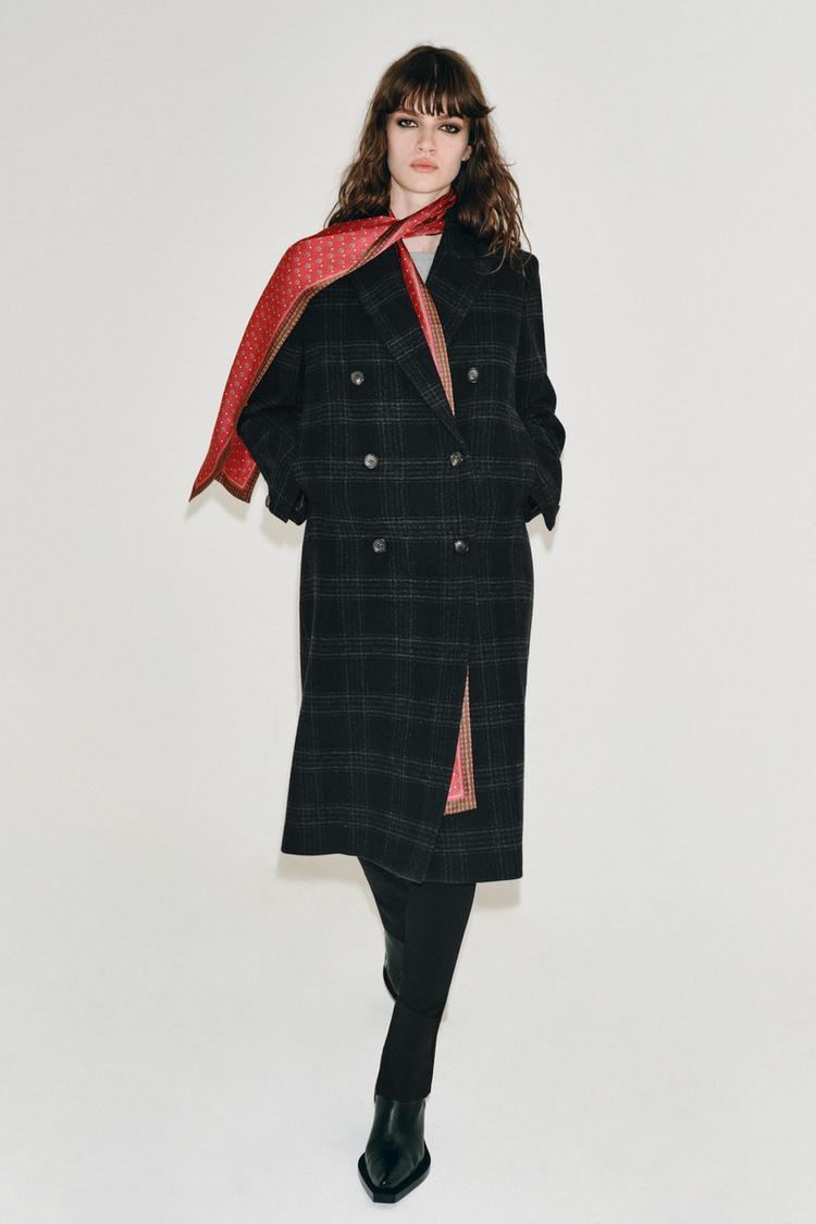 ПАЛЬТО В КЛЕТКУ ИЗ СМЕСОВОЙ ШЕРСТИ — ZW COLLECTION