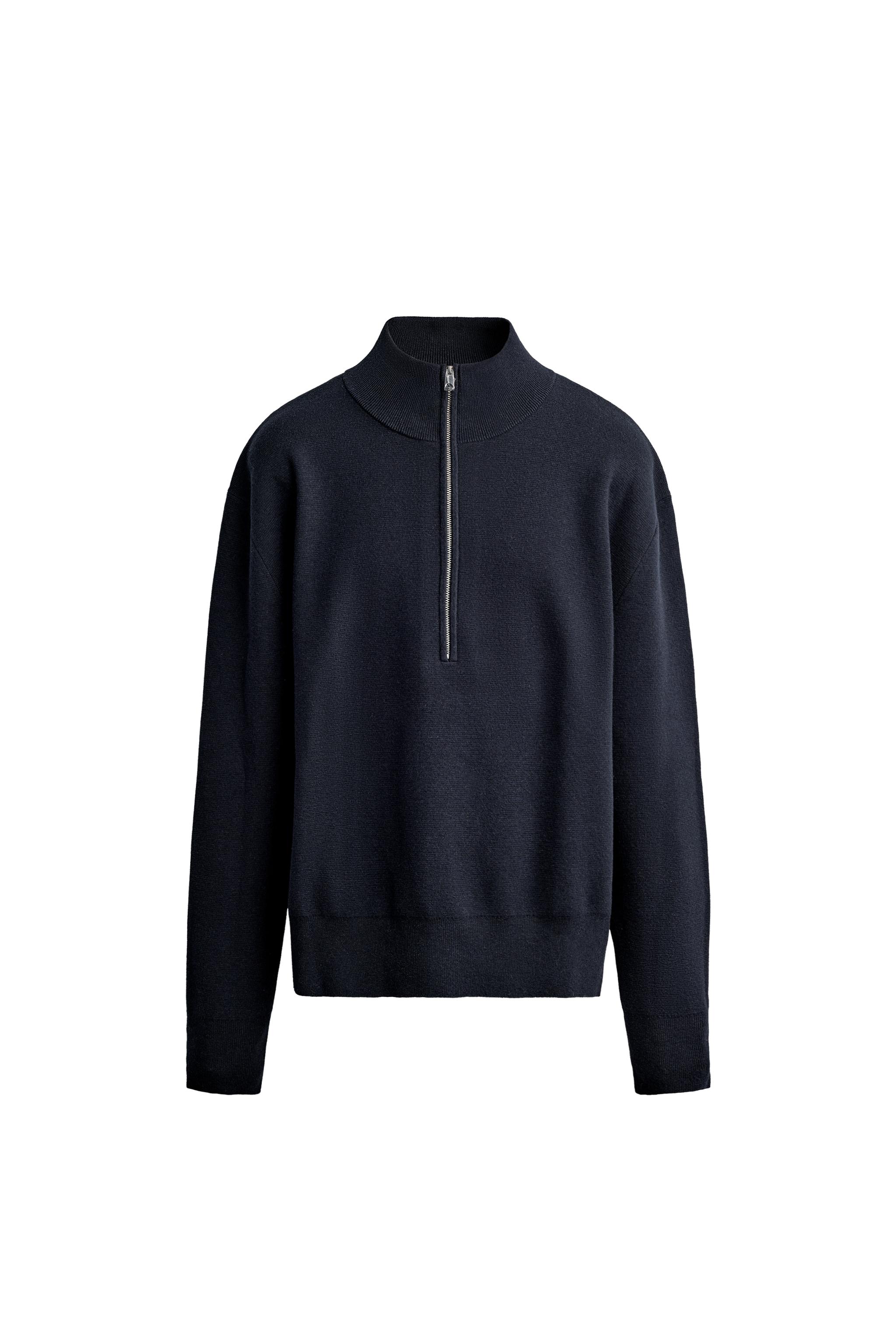COTTON-WOOL QUARTER-ZIP JUMPER — ZARA