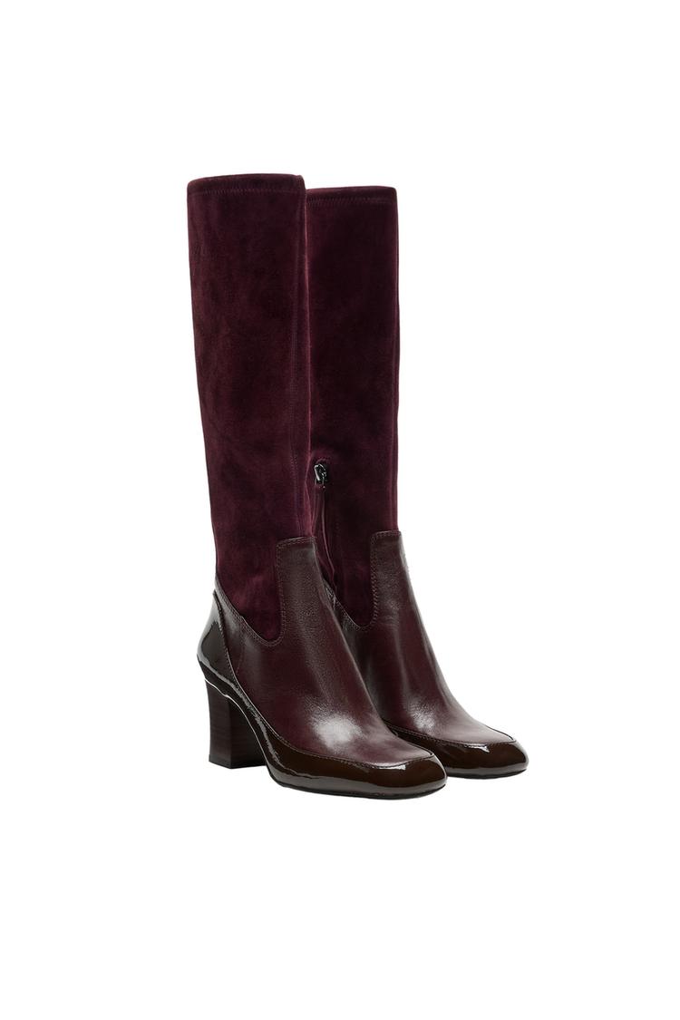 COMBINED LEATHER HEEL BOOTS