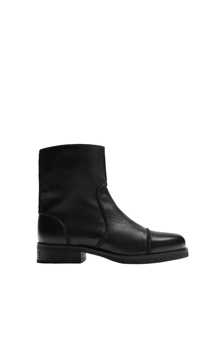 Leather zip boots