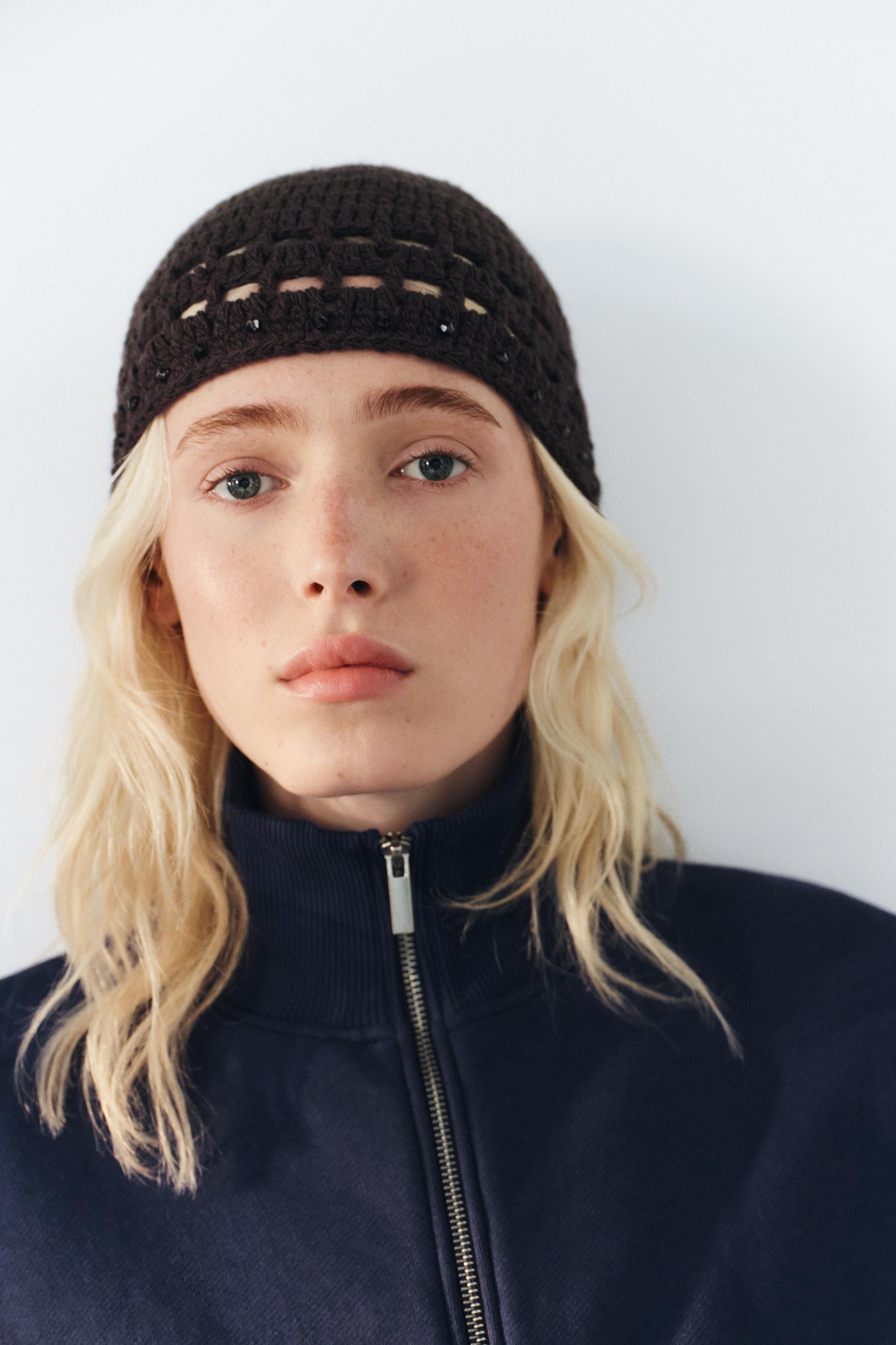 Шляпа pillbox из бисера и вязаного крючком полотна — ZARA