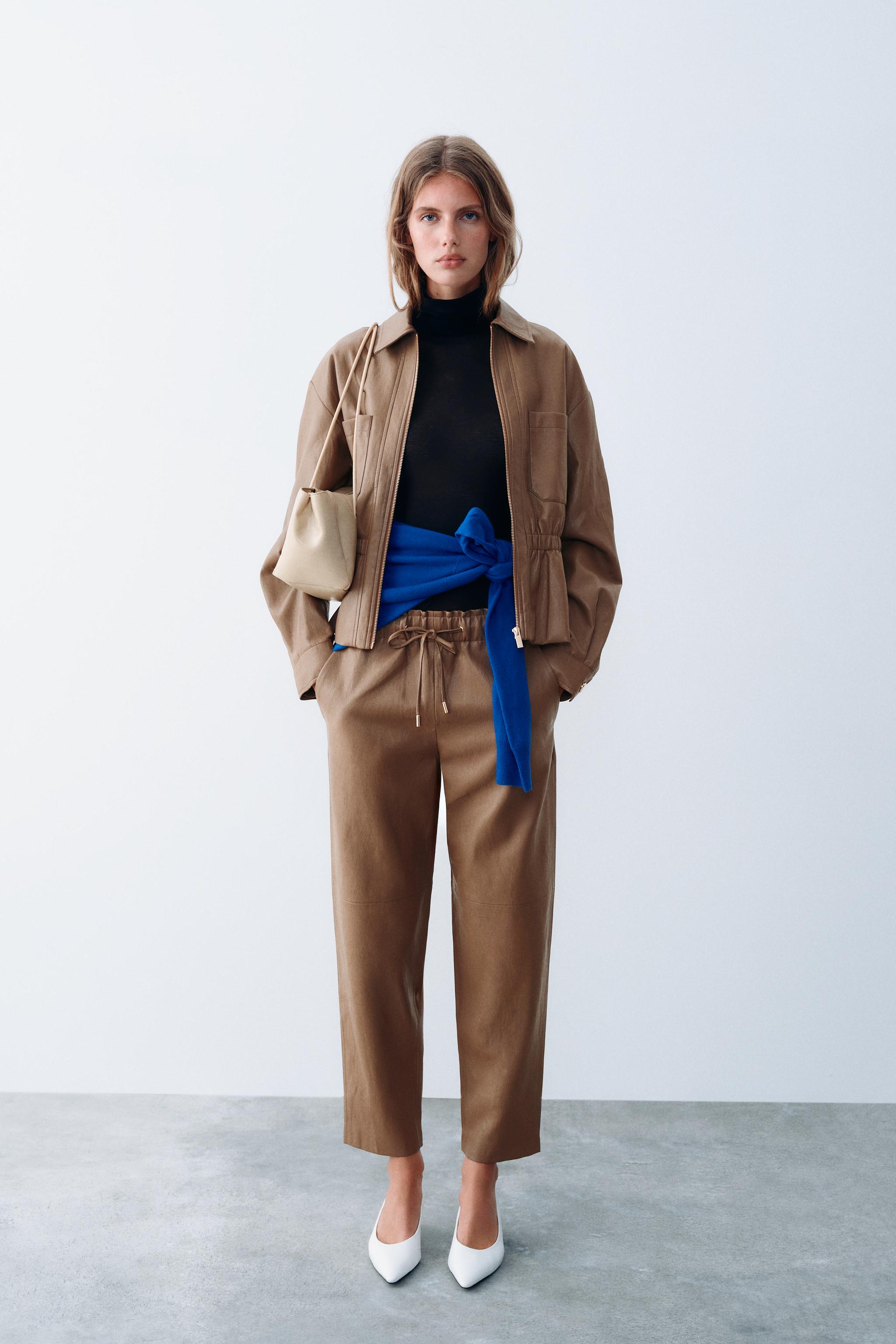 Куртка с эффектом кожи на эластичном поясе — ZARA