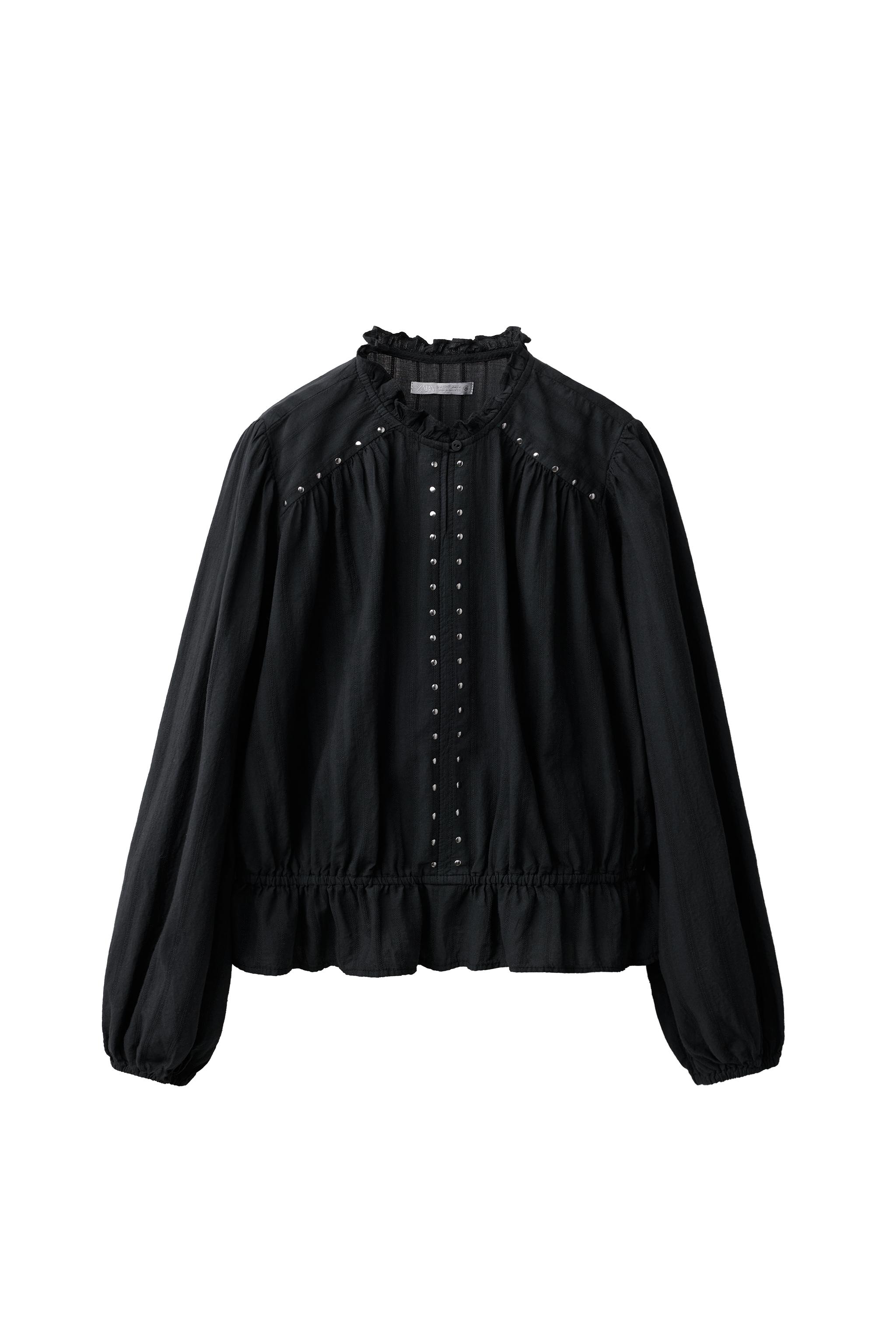 Рубашка с рюшами и заклёпками — ZARA