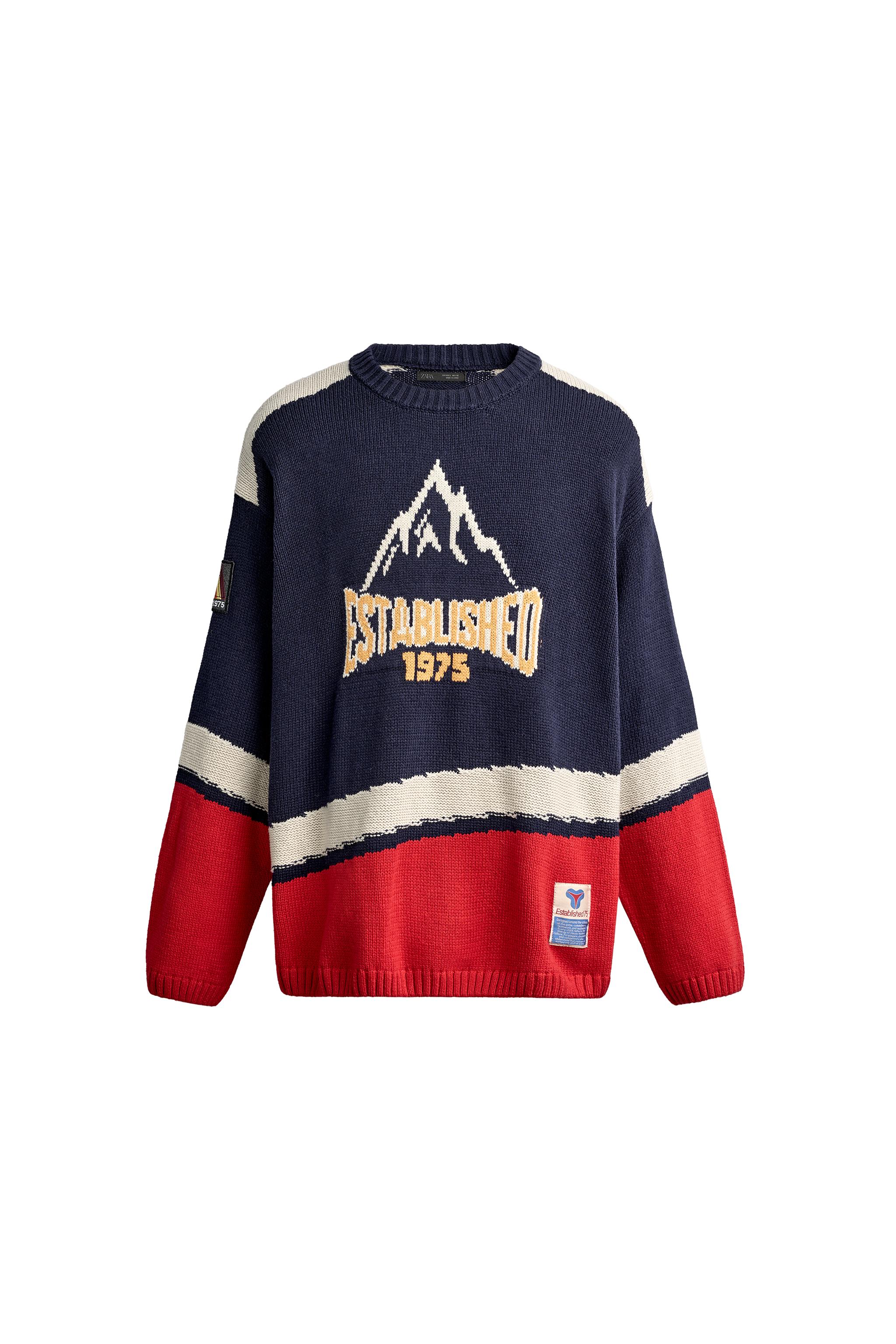 СВИТЕР СВОБОДНОГО КРОЯ VINTAGE HOCKEY С ЖАККАРДОВЫМ УЗОРОМ — ZARA