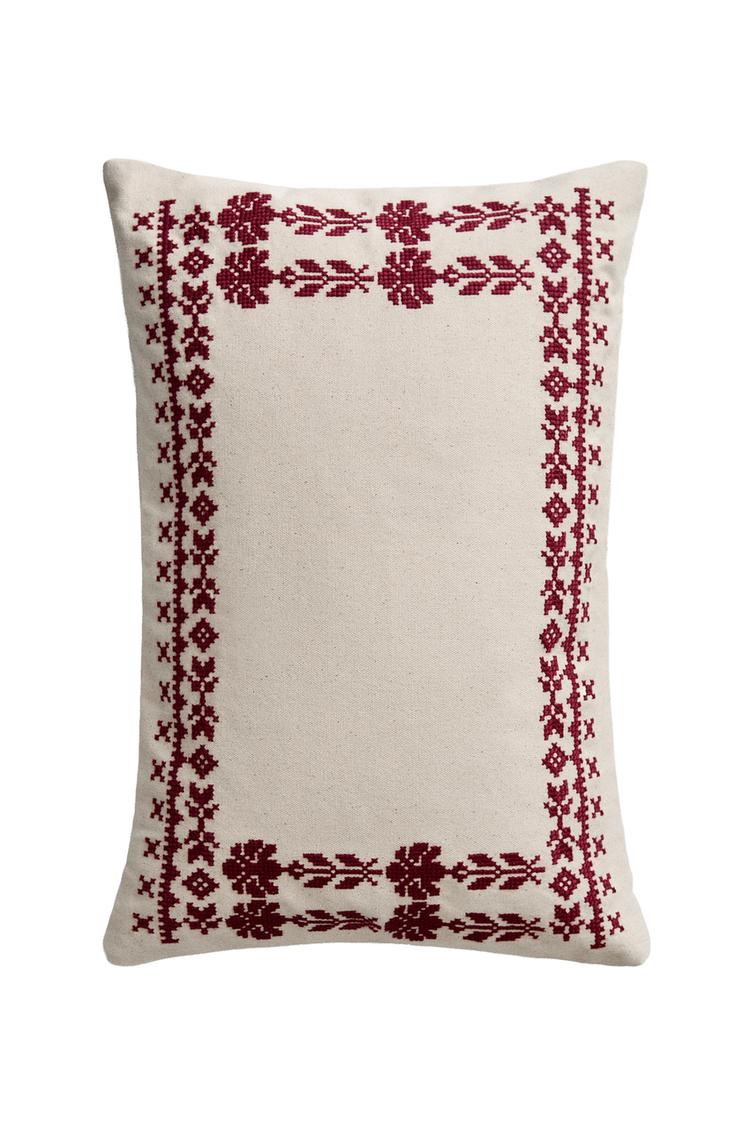 CHRISTMAS EMBROIDERED COTTON CUSHION COVER