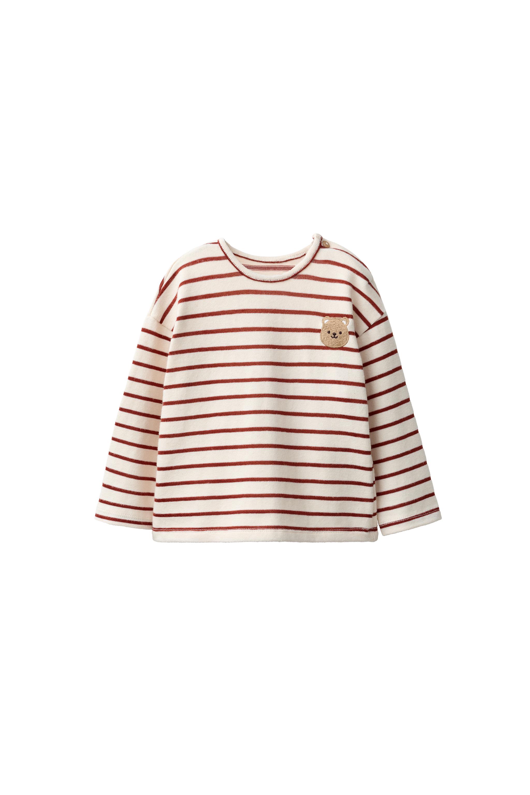 Футболка в полоску с нашивкой в виде медведя — ZARA