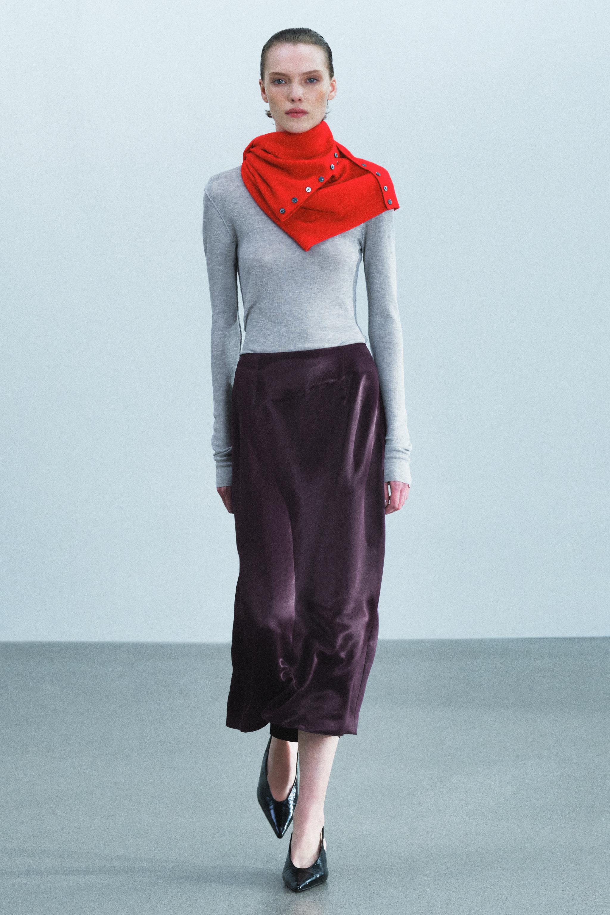 Юбка-карандаш из сатина ZW COLLECTION с прямыми штанинами — ZARA