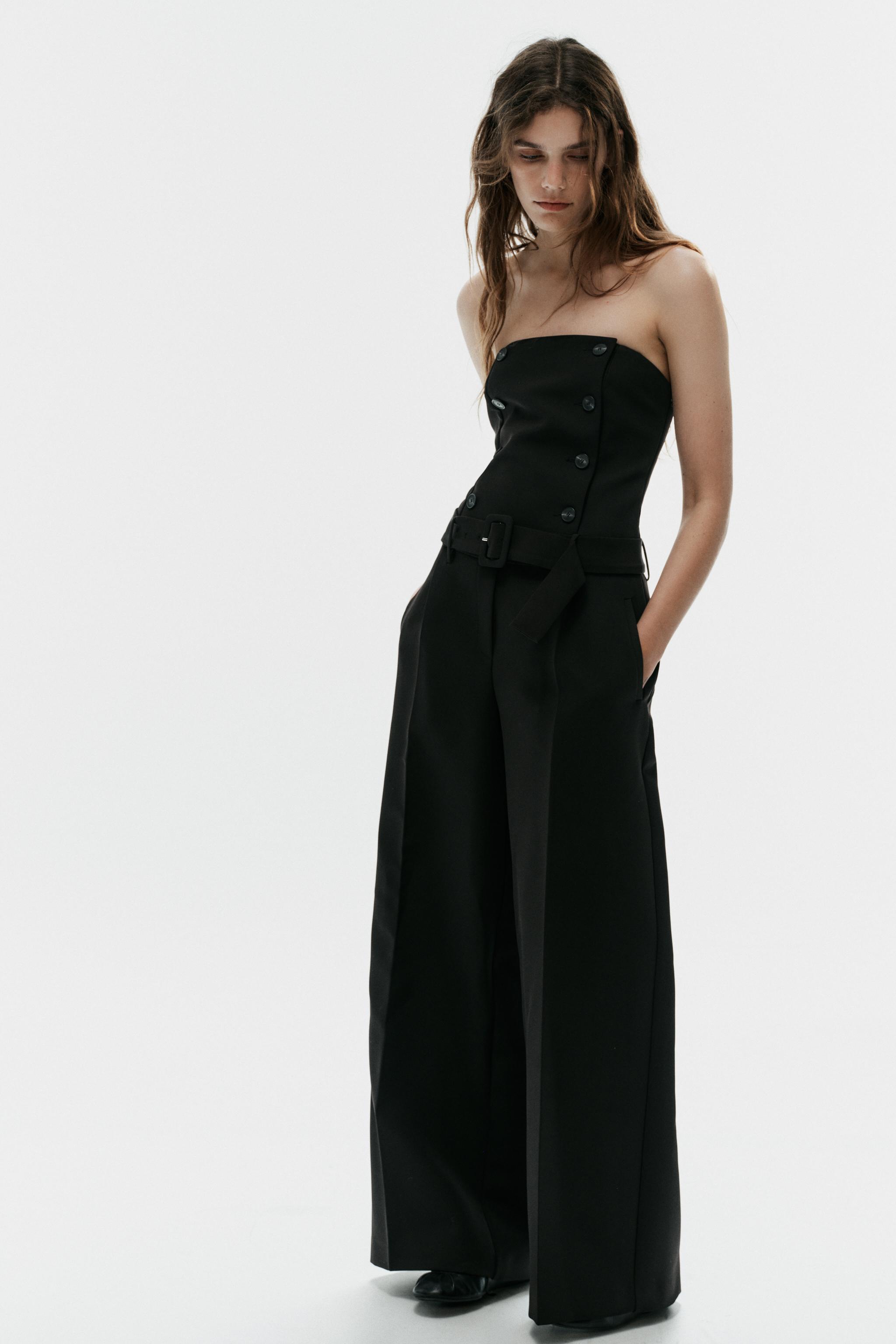 ДЛИННЫЙ КОМБИНЕЗОН С ПУГОВИЦАМИ И ПОЯСОМ — ZARA