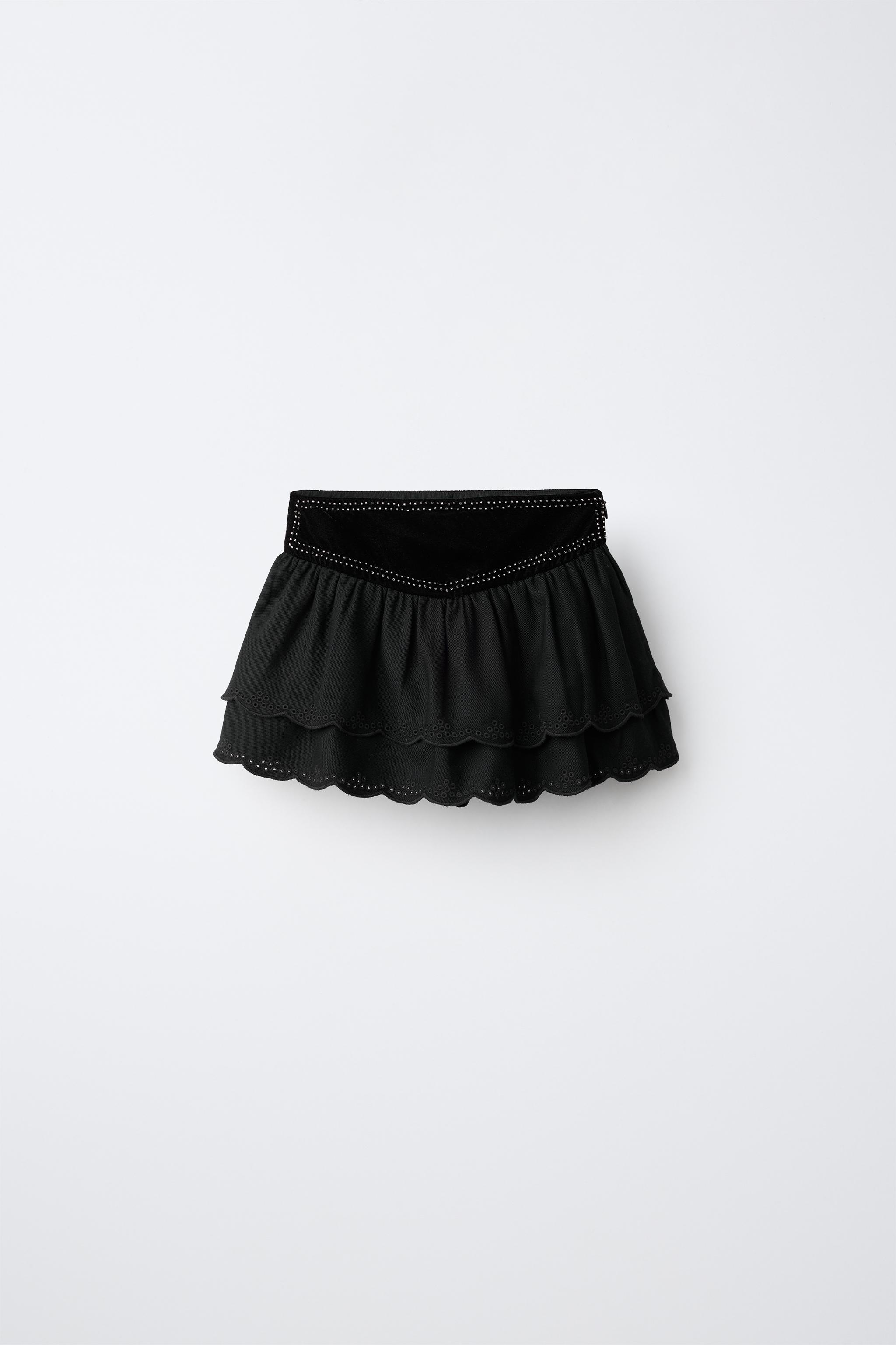 Бархатная юбка с заклепками — ZARA