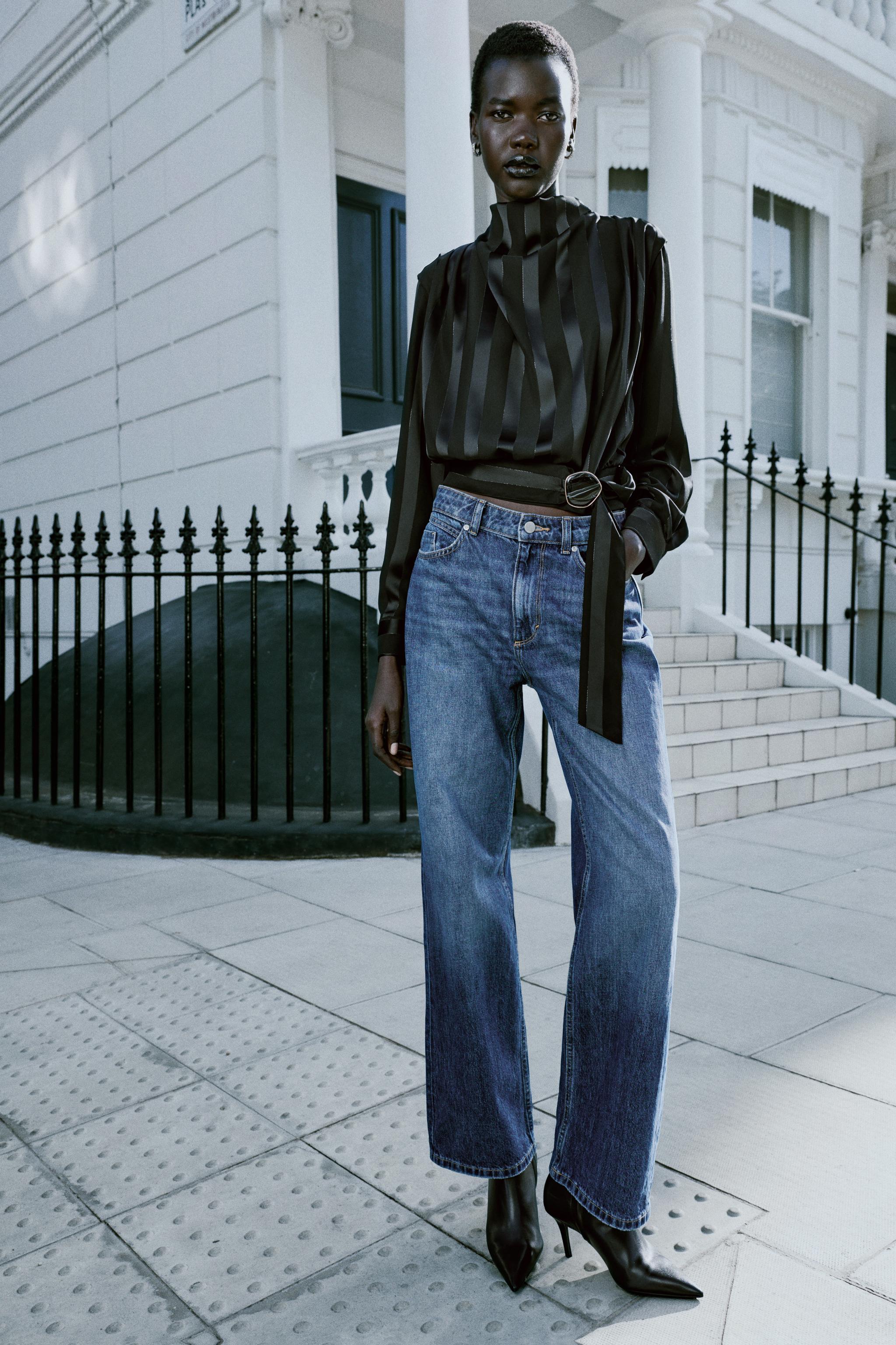 БЛУЗА В ПОЛОСКУ С ПОЯСОМ И БЛЕСТЯЩЕЙ НИТЬЮ — ZARA