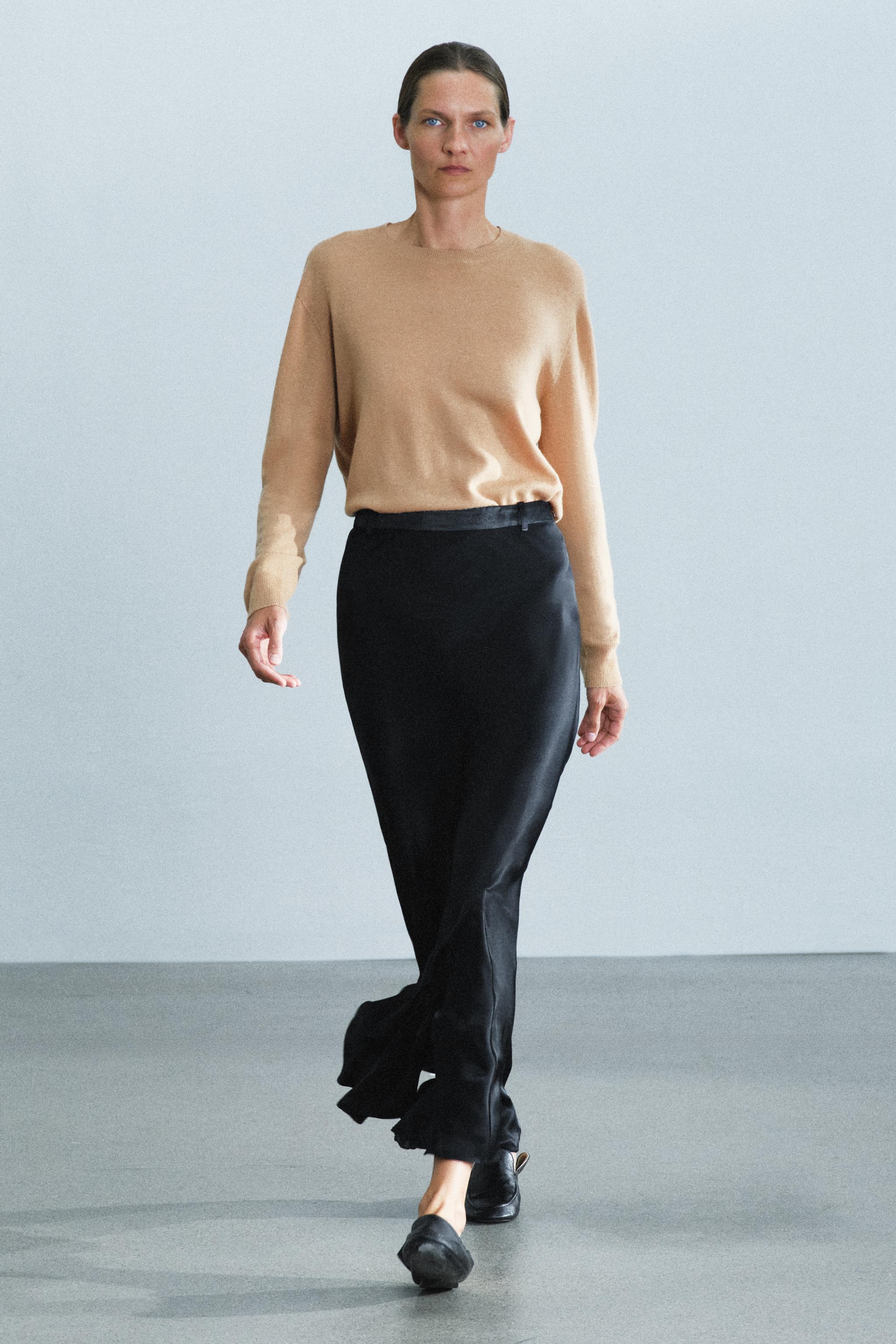 Юбка-макси из атласа ZW COLLECTION с годе — ZARA