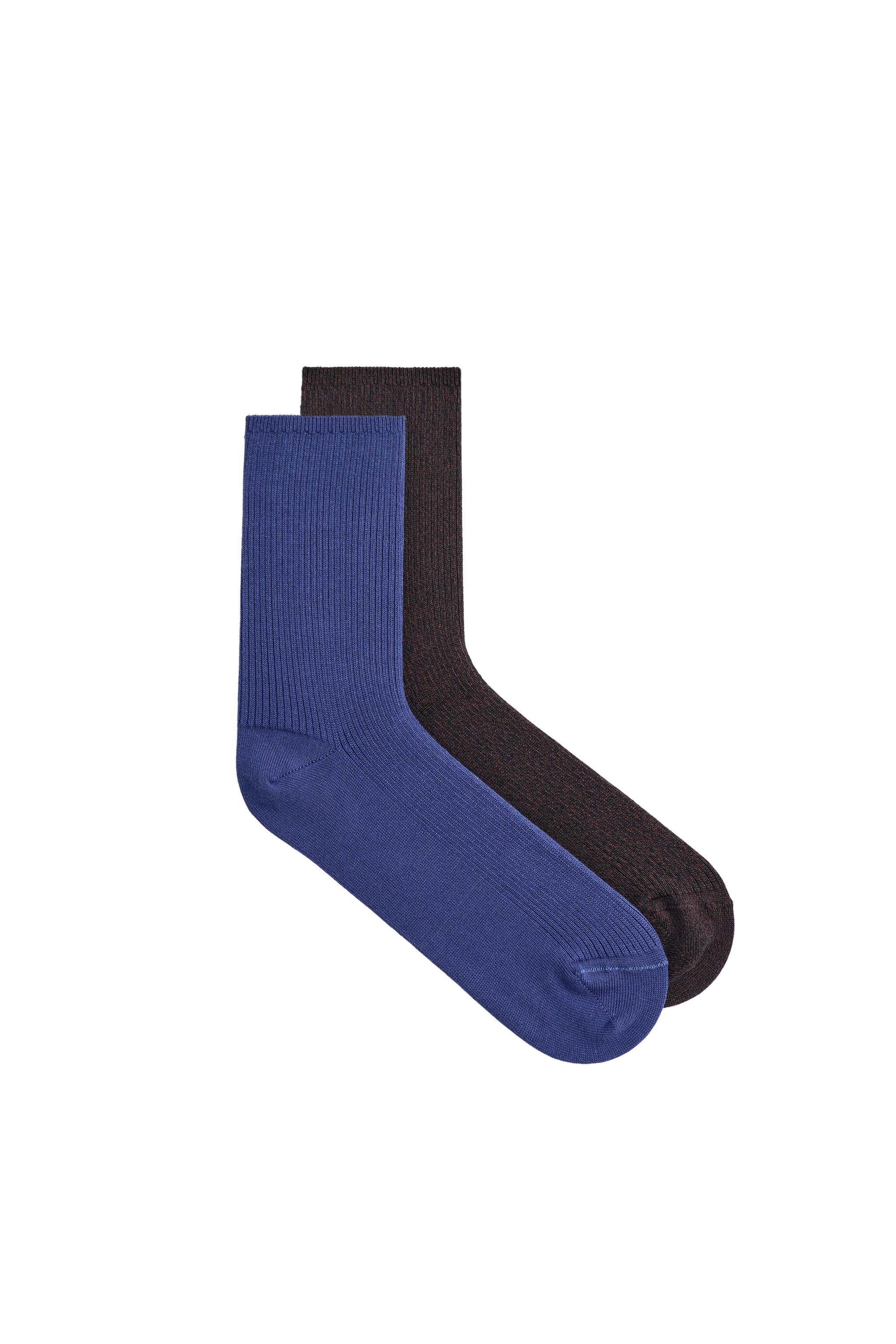 2-PACK OF RIBBED COTTON-BLEND SOCKS — ZARA
