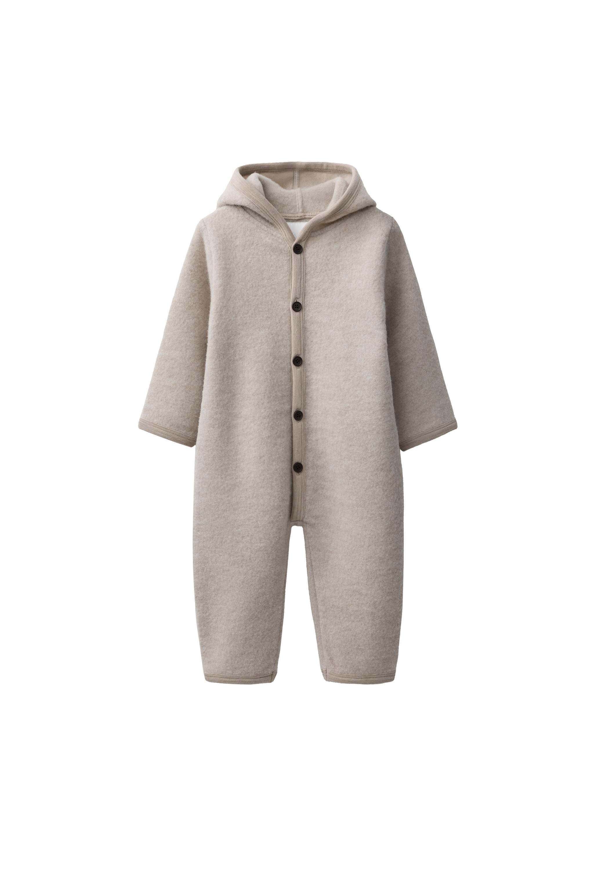 ДЛИННЫЙ КОМБИНЕЗОН ИЗ 100% ШЕРСТИ С КАПЮШОНОМ — ZARA