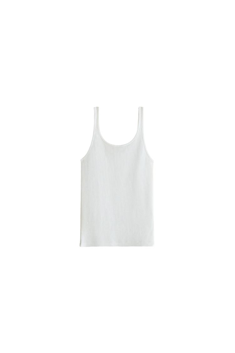 RIBBED COTTON STRAP TOP