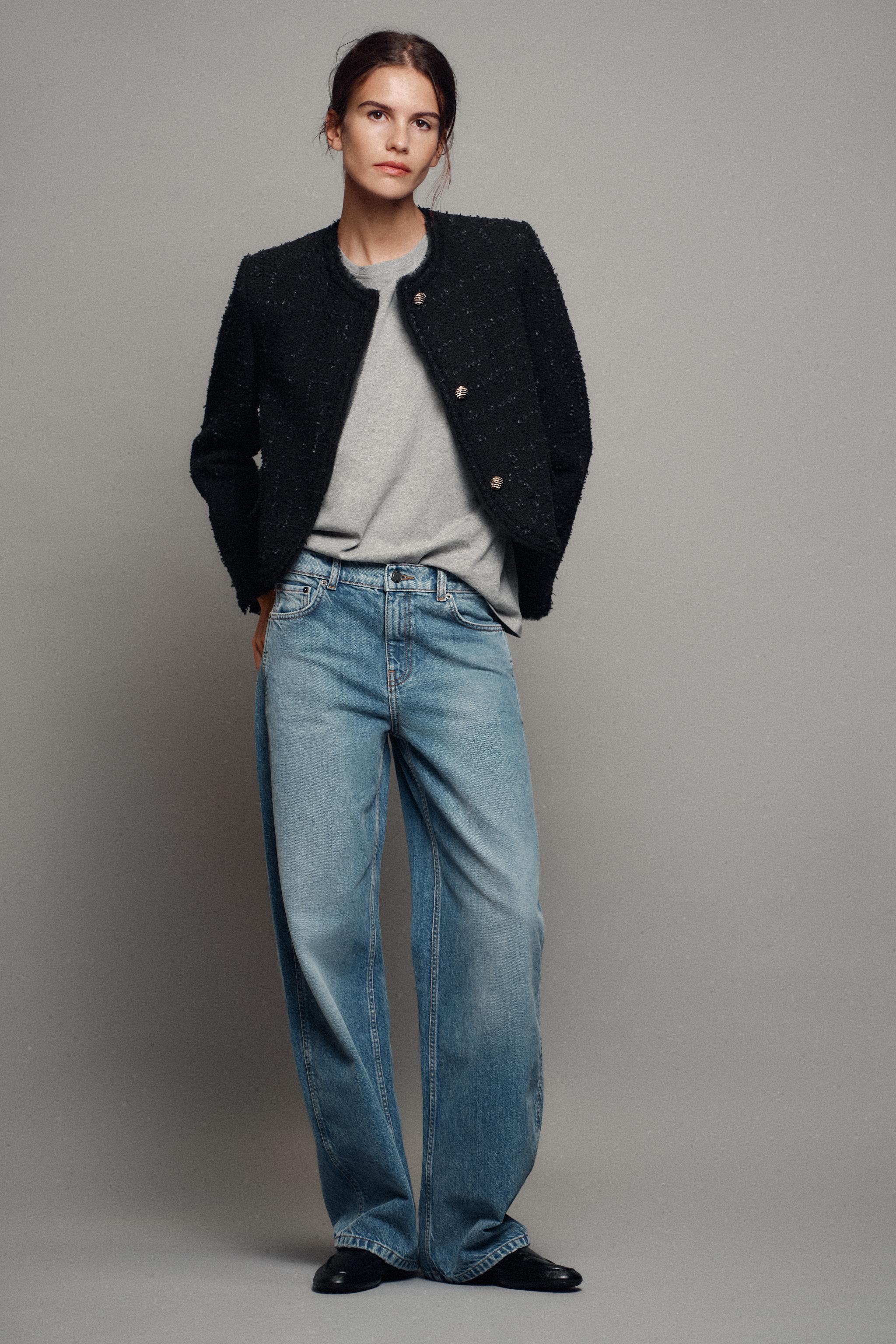 Джинсы ZW COLLECTION с низкой посадкой и изогнутыми прямыми штанинами — ZARA