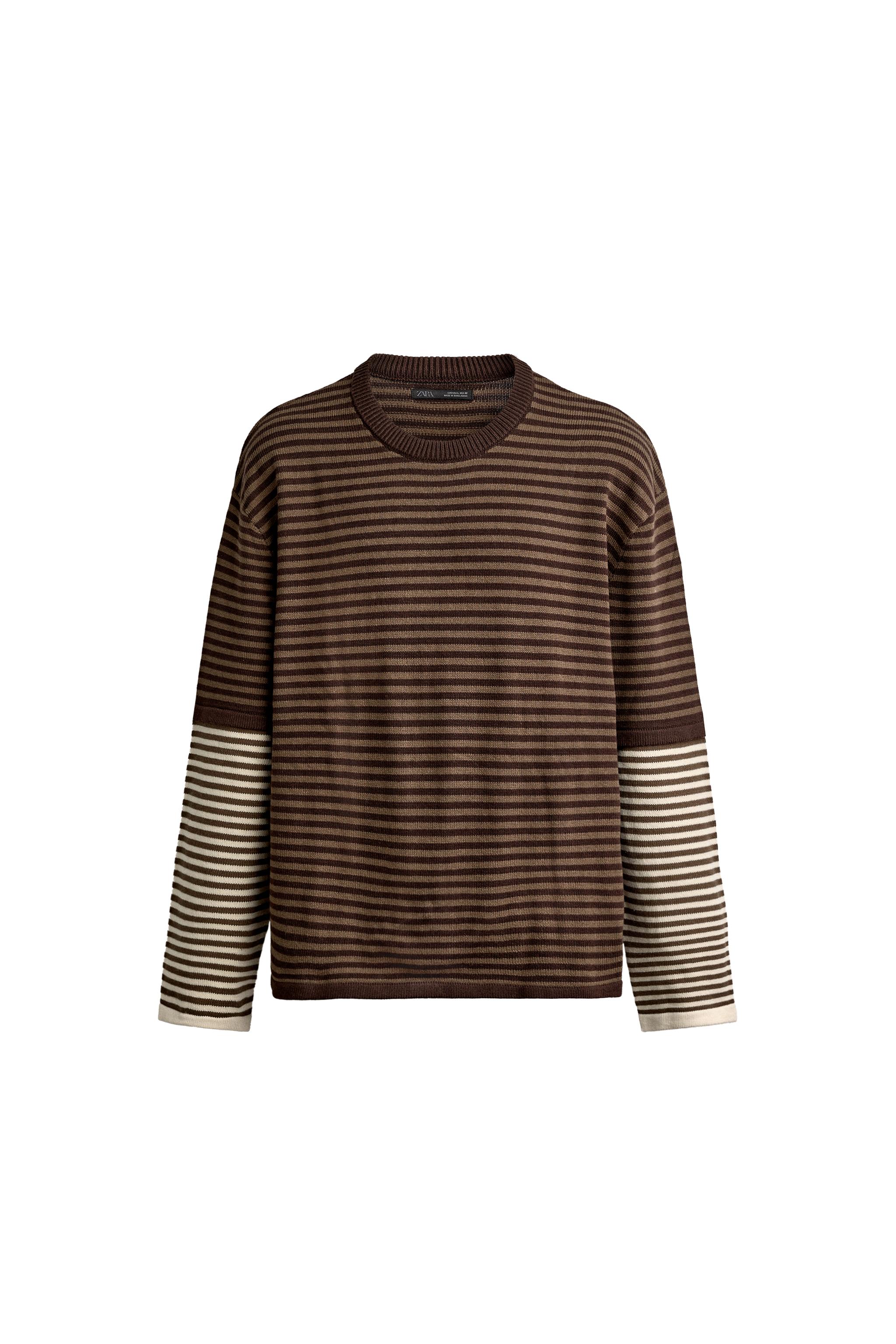 ЖАККАРДОВЫЙ СВИТЕР В КОНТРАСТНУЮ ПОЛОСКУ — ZARA