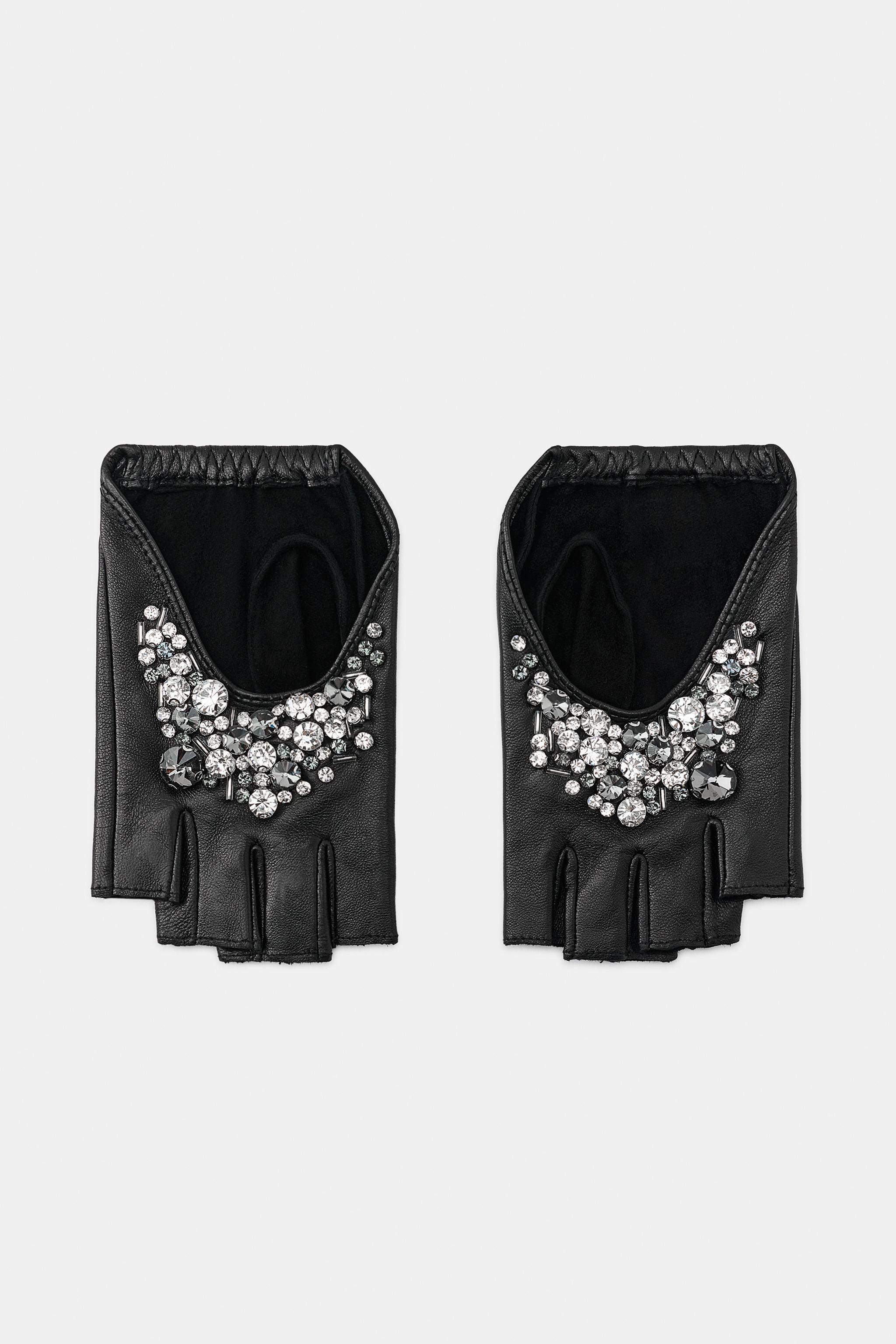 КОРОТКИЕ КОЖАНЫЕ МИТЕНКИ С ДЕКОРОМ — ZARA