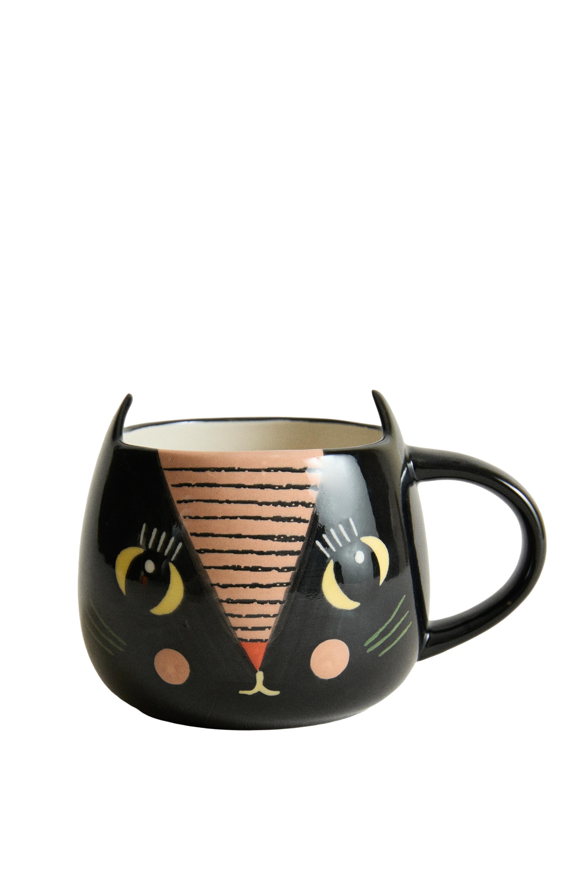 HALLOWEEN BLACK CAT KIDS' STONEWARE MUG — Zara Home