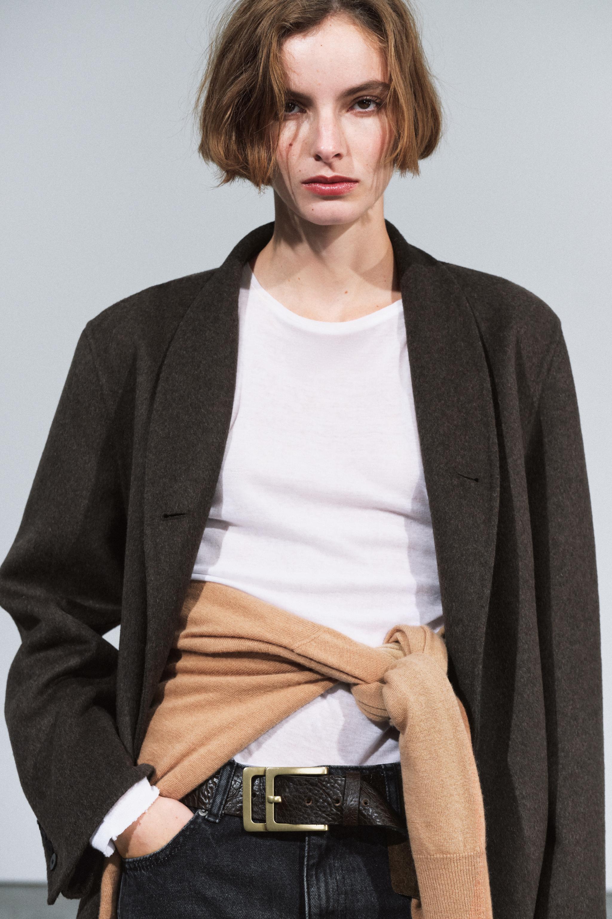 Ремень из 100% кожи с двойной пряжкой — ZARA